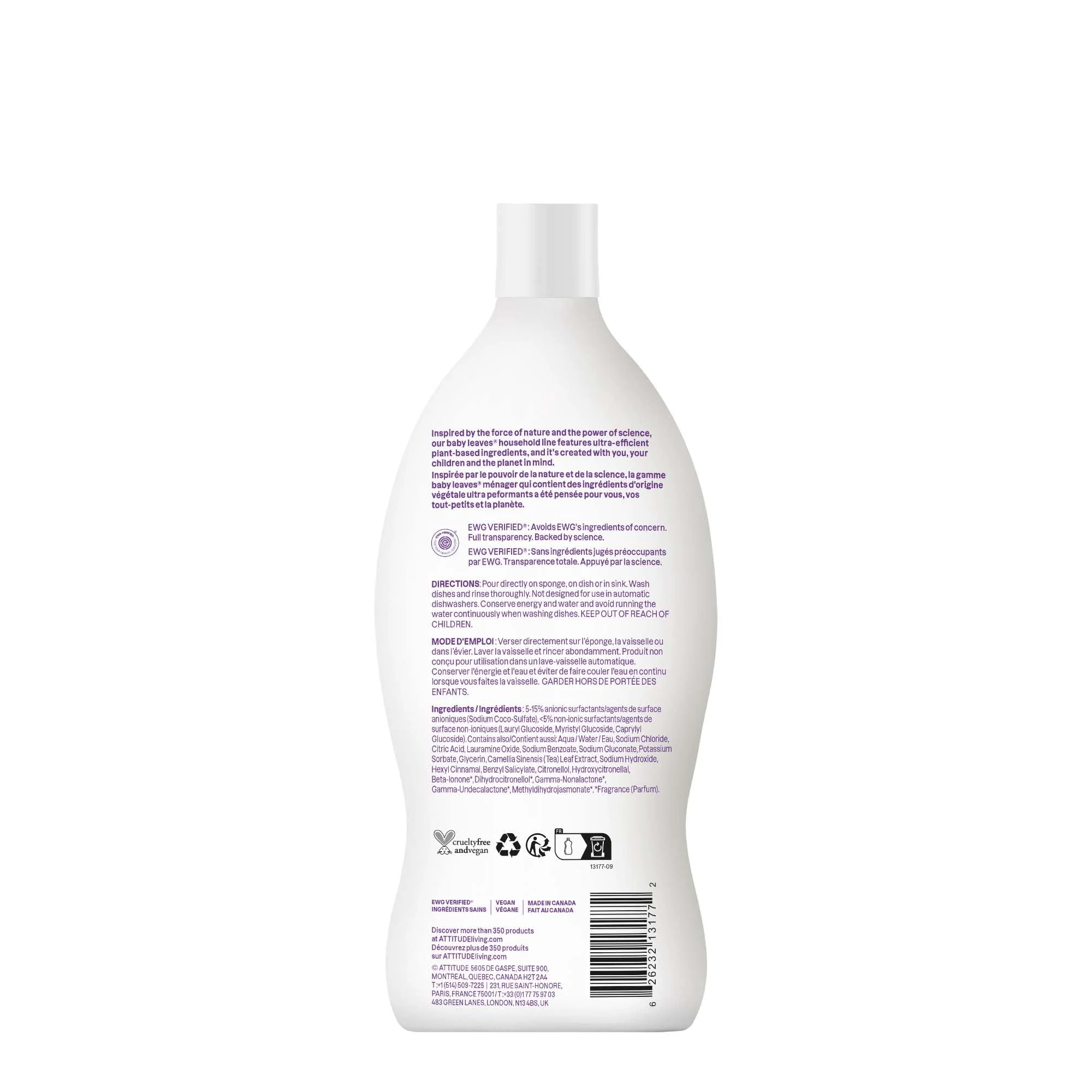ATTITUDE Baby Bottle & Dish Soap, EWG Verified Bottle Cleaner, Dye Free, Removes Milk Residue & Grease, Vegan, Sweet Lullaby, 23.7 Fl Oz - Image 8