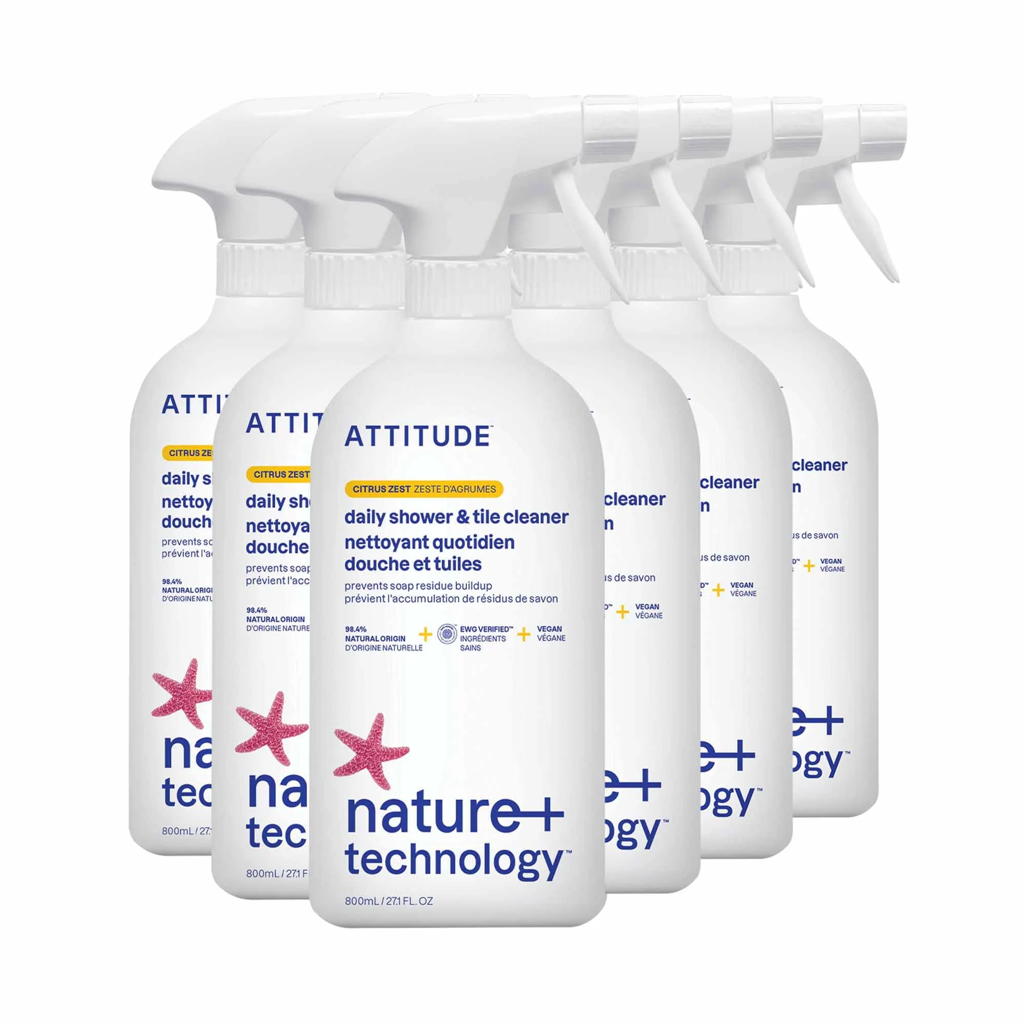 Attitude Daily Shower & Tile Cleaner, Citrus Zest, Plant Based, Cruelty Free, 27 Fluid Ounces (Pack of 1)