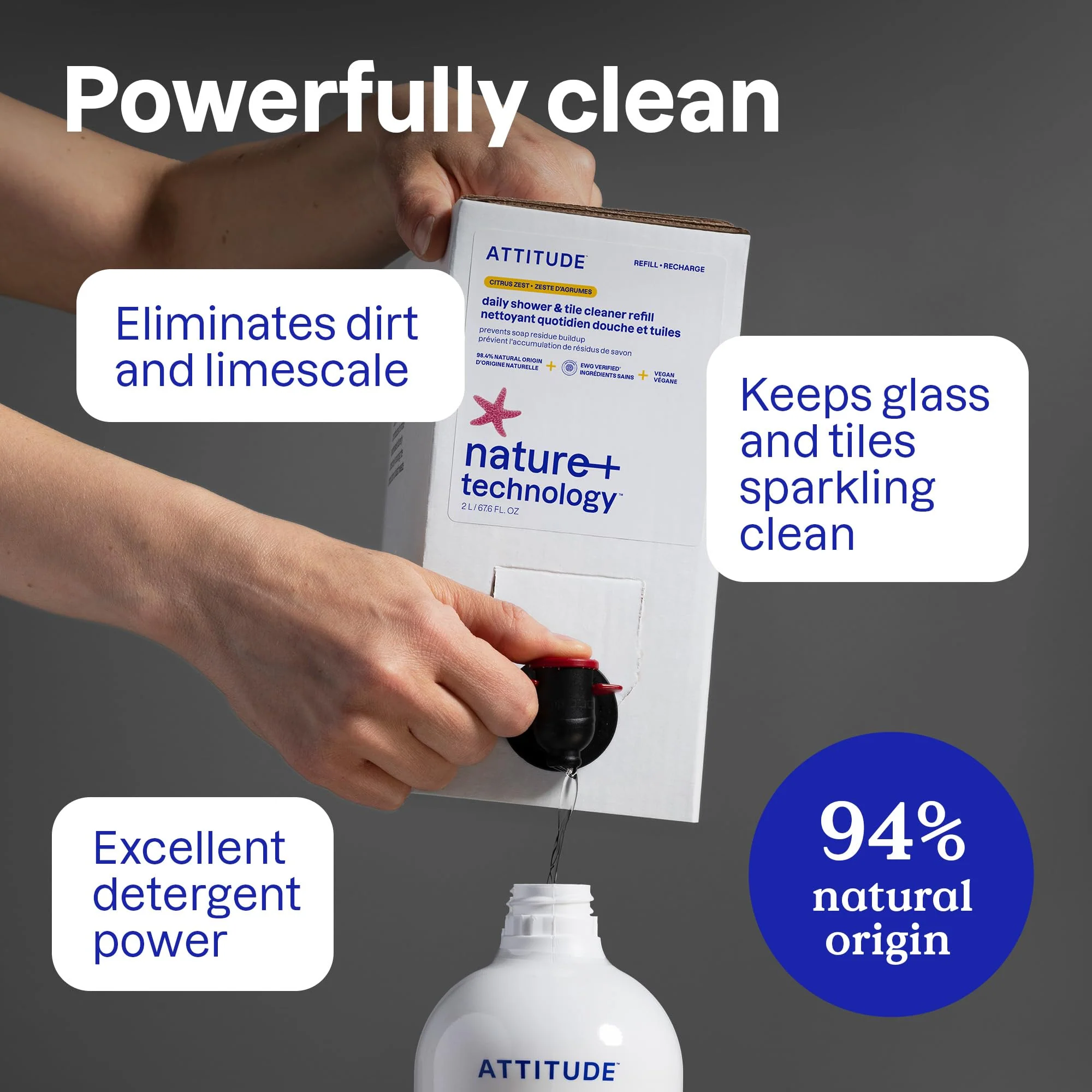 Attitude Daily Shower & Tile Cleaner, Citrus Zest, Plant Based, Cruelty Free, 27 Fluid Ounces (Pack of 1) - Image 5