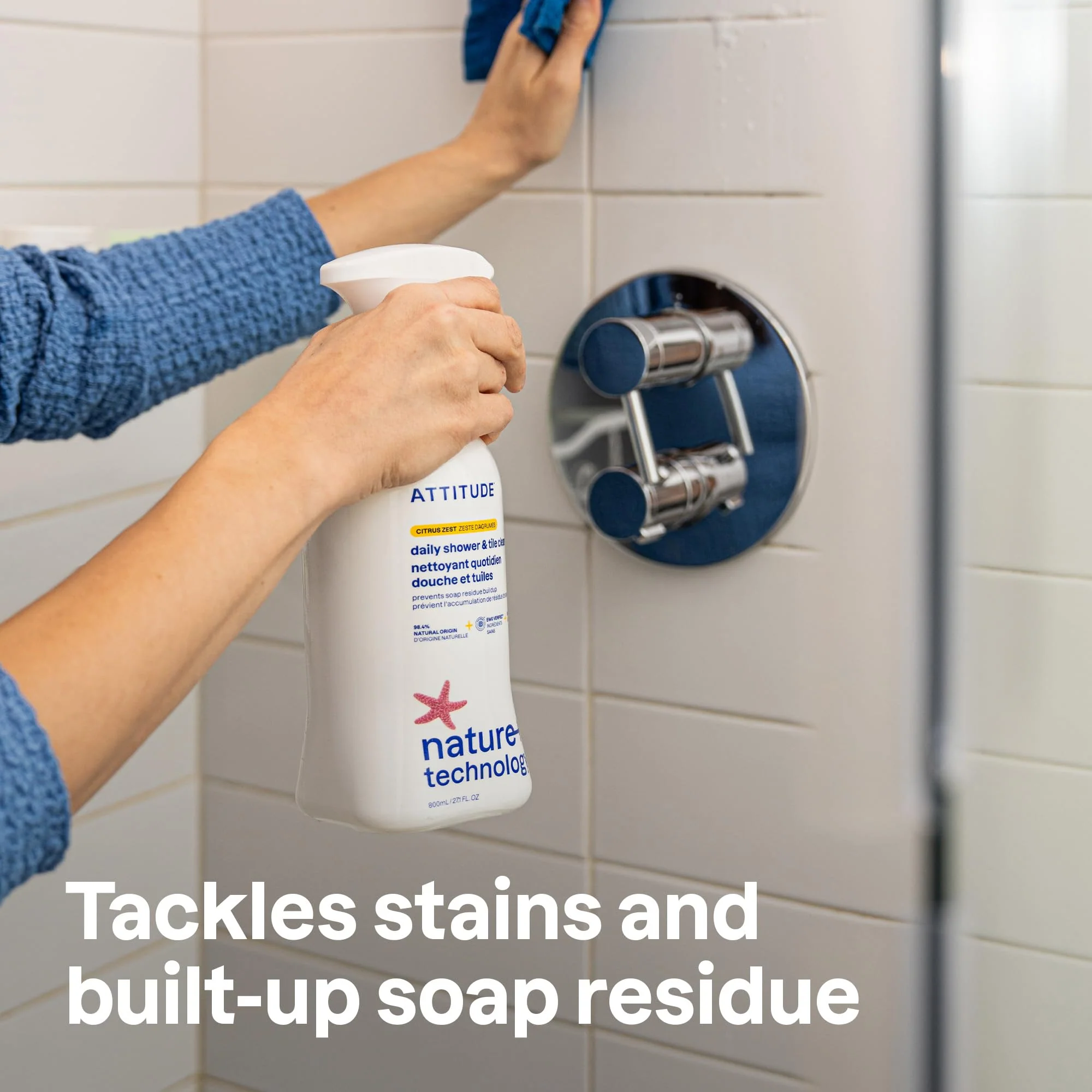 Attitude Daily Shower & Tile Cleaner, Citrus Zest, Plant Based, Cruelty Free, 27 Fluid Ounces (Pack of 1) - Image 6