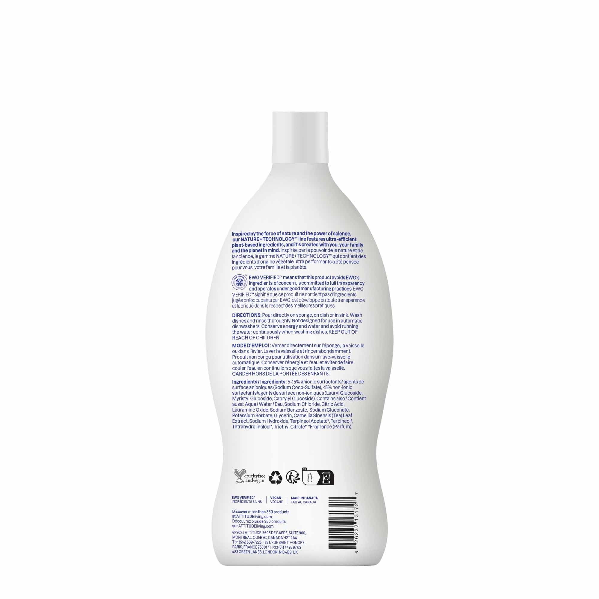 ATTITUDE Dish Soap, EWG Verified, Plant-Based & Vegan Dishwashing Liquid, Naturally Derived, Citrus Zest, 23.7 Fl Oz - Image 7