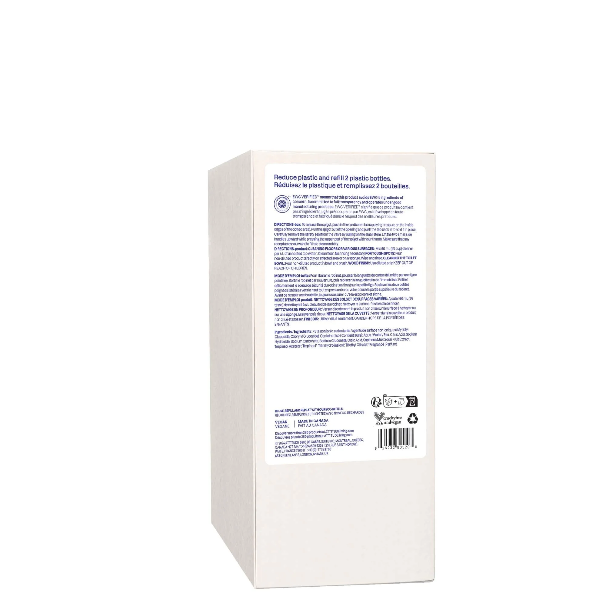 ATTITUDE Floor Cleaner Refill, EWG Verified, Streak-Free, Vegan & Plant-Based for Tile, Wood & Laminate Floors, Citrus Zest Scent, 67.6 Fl Oz - Image 2