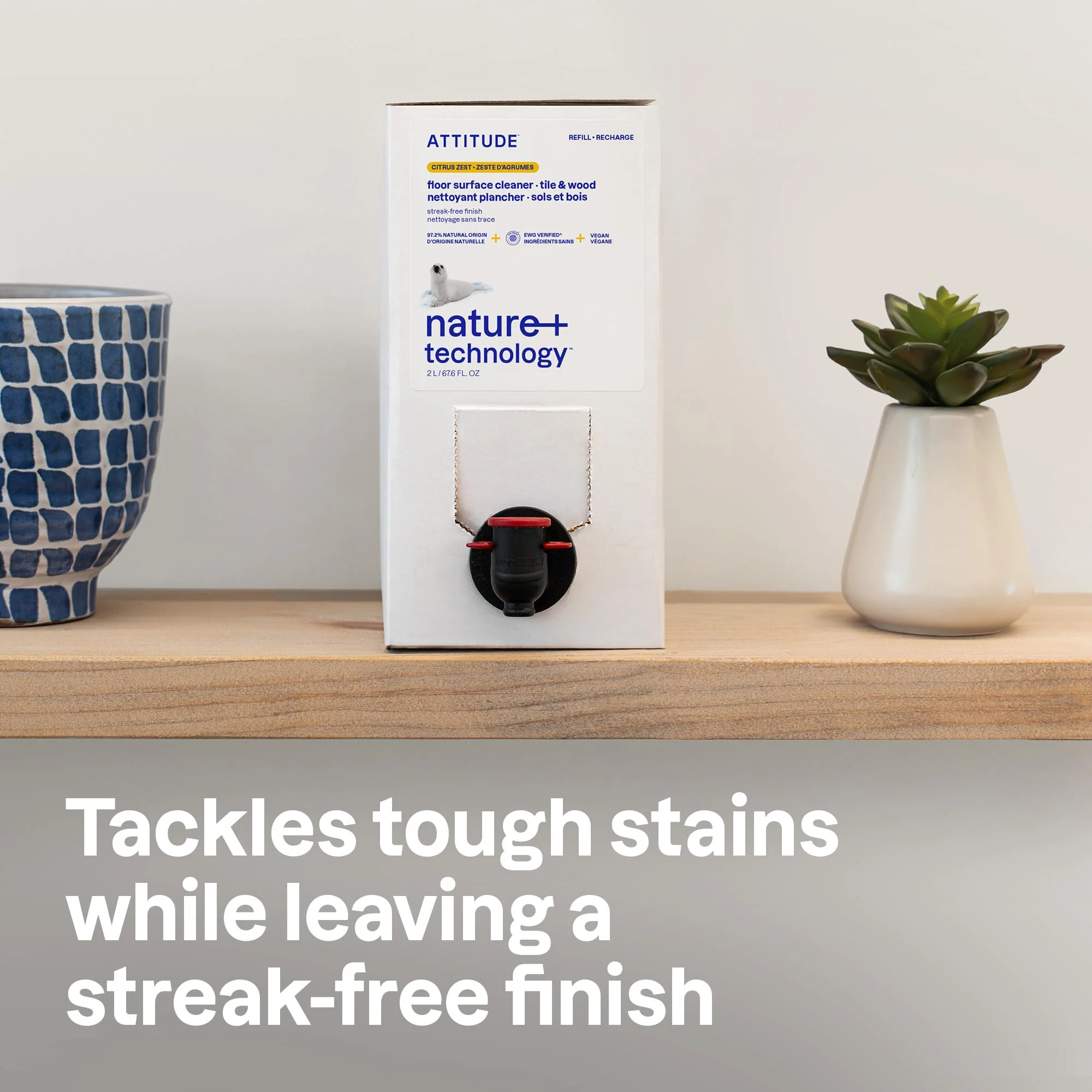 ATTITUDE Floor Cleaner Refill, EWG Verified, Streak-Free, Vegan & Plant-Based for Tile, Wood & Laminate Floors, Citrus Zest Scent, 67.6 Fl Oz - Image 8