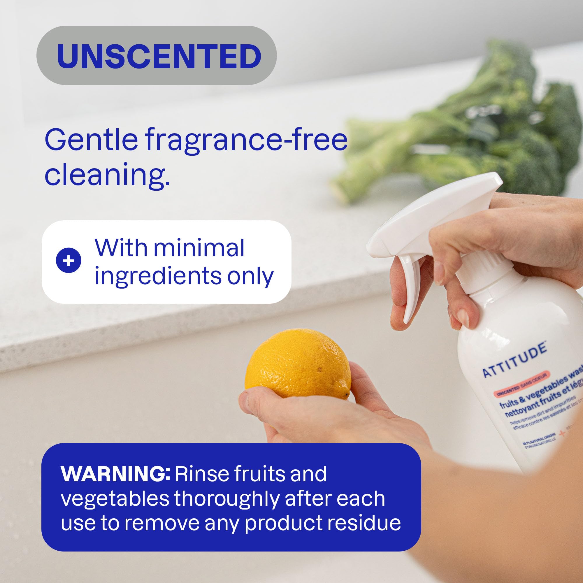 ATTITUDE Fruit & Vegetable Wash, Unscented Food-Safe Produce Wash to Remove Dirt, Wax & Residue, Vegan Plant-Based Produce Cleaner, Bulk Refill, 67.6 Fl Oz - Image 5