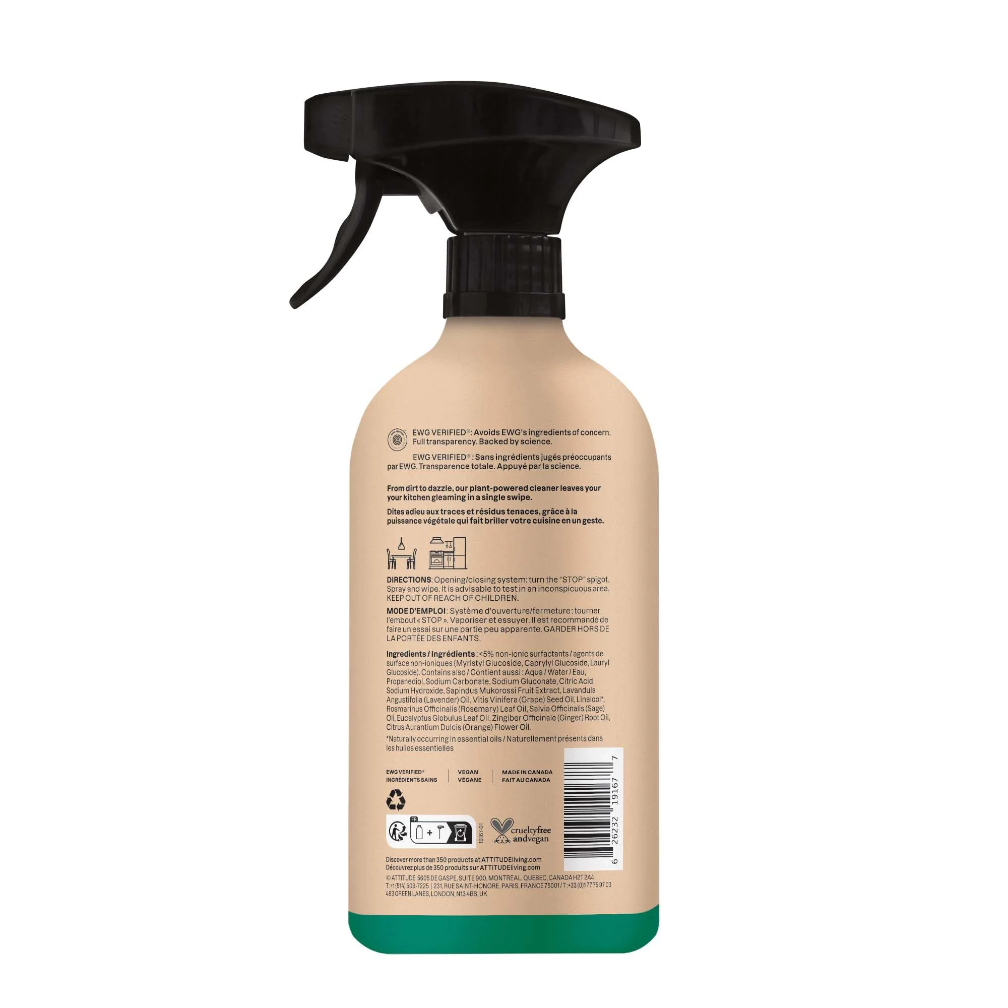 ATTITUDE Kitchen Cleaner Spray, EWG Verified, Degreaser Spray to Cut Grease & Grime, Plant-Based & Vegan, Lavender & Rosemary, 26 Fl Oz (Pack of 3) - Image 2