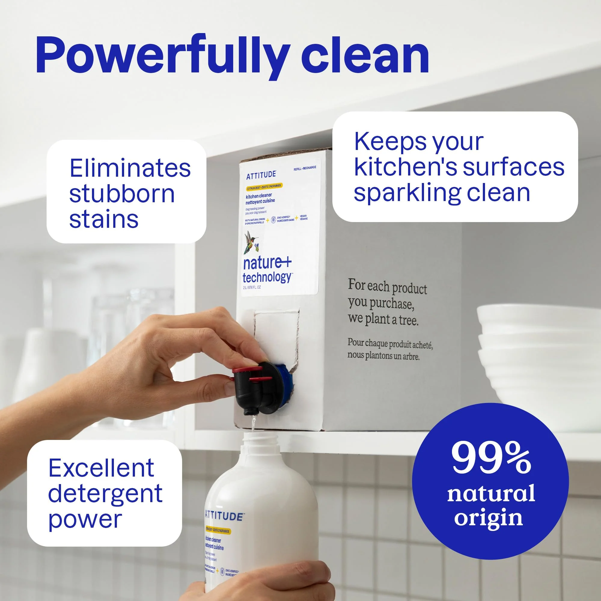 ATTITUDE Kitchen Cleaner Spray Refill, EWG Verified, Degreaser Spray to Cut Grease & Grime, Plant-Based & Vegan, Citrus Zest Scent, 67.6 Fl Oz - Image 6