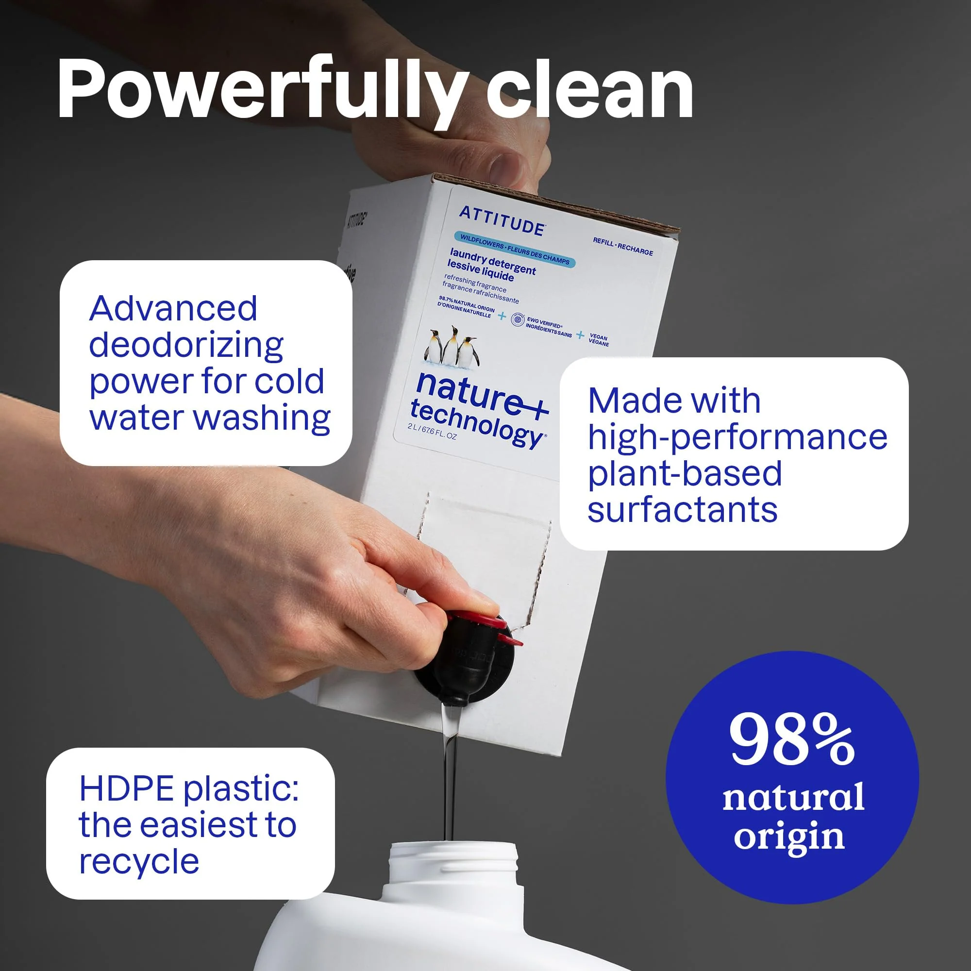 ATTITUDE Liquid Laundry Detergent, EWG Verified, HE Compatible, Plant-Based & Vegan, Natural Laundry Soap, Wildflowers Scent, 40 Loads, 67.6 Fl Oz - Image 3
