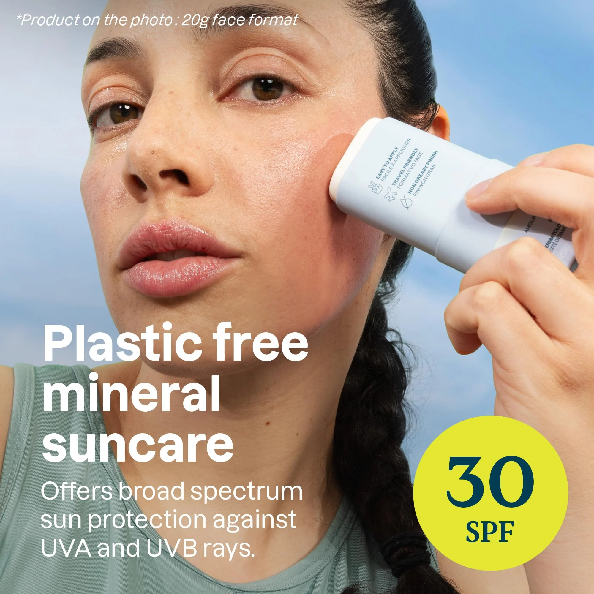 ATTITUDE Mineral Sunscreen Face Stick for Sensitive Skin, SPF 30, EWG Verified, Plastic-Free, Broad Spectrum UVA/UVB Protection with Zinc Oxide, Dermatologically Tested, Vegan, Unscented, 0.7 Ounce - Image 7