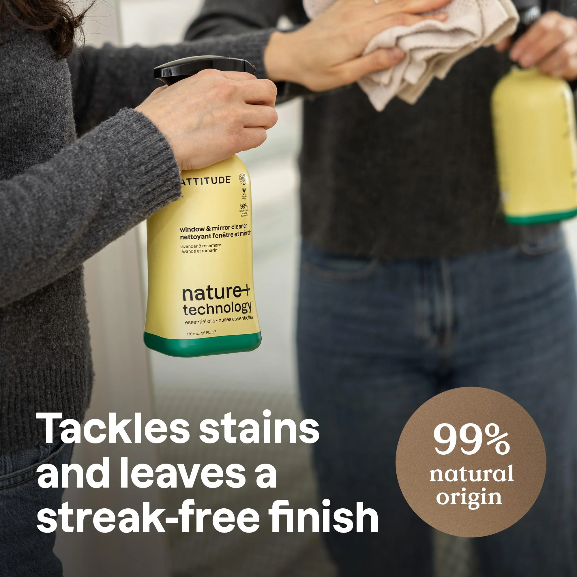 ATTITUDE Window & Mirror Cleaner Spray, Plant-Based Ingredients, EWG Verified, Streak Free, Removes Fingerprints, Dust and Dirt, Lavender & Rosemary, 26 Fl Oz (Pack of 3) - Image 7