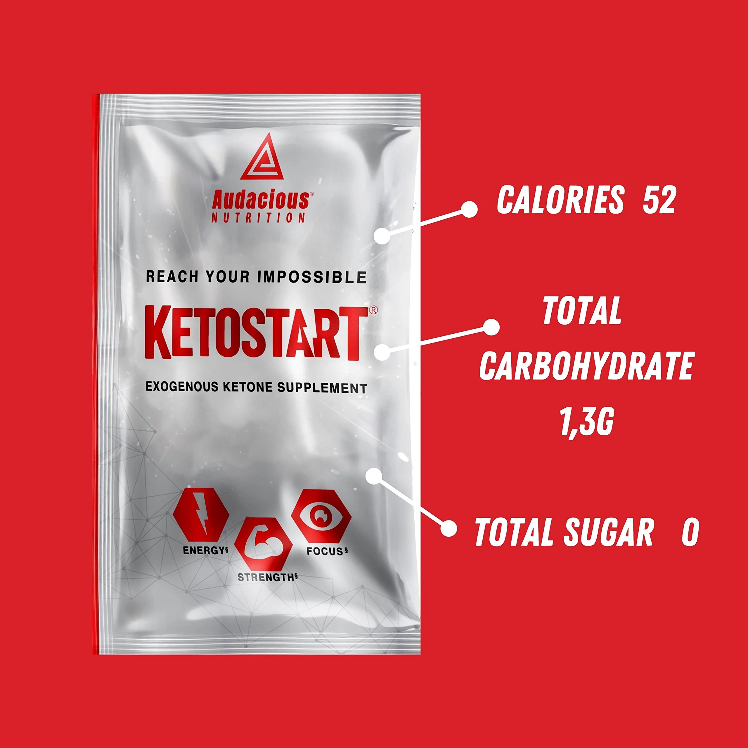 Audacious Nutrition KetoStart | Exogenous Ketones Powder with Electrolytes | Caffeine Free | Tropical Flavor Electrolyte Powder for Energy, Strength & Focus (10x Ketones Drink Mix Packets) - Image 7