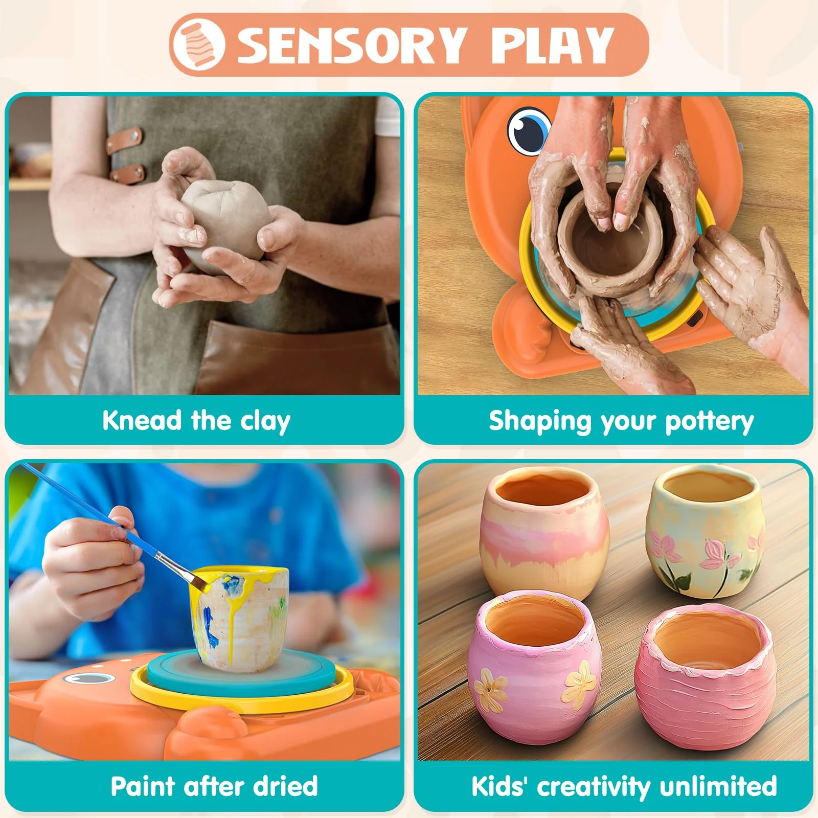 Aujazyble Pottery Wheel for Kids - Complete Pottery Painting Kit Art Supplies Arts and Crafts for Girls Boy Kids Toy, Birthday Halloween Christmas Gift for Kids Ages 6 7 8 9 10 11 12+, (Dog) - Image 4