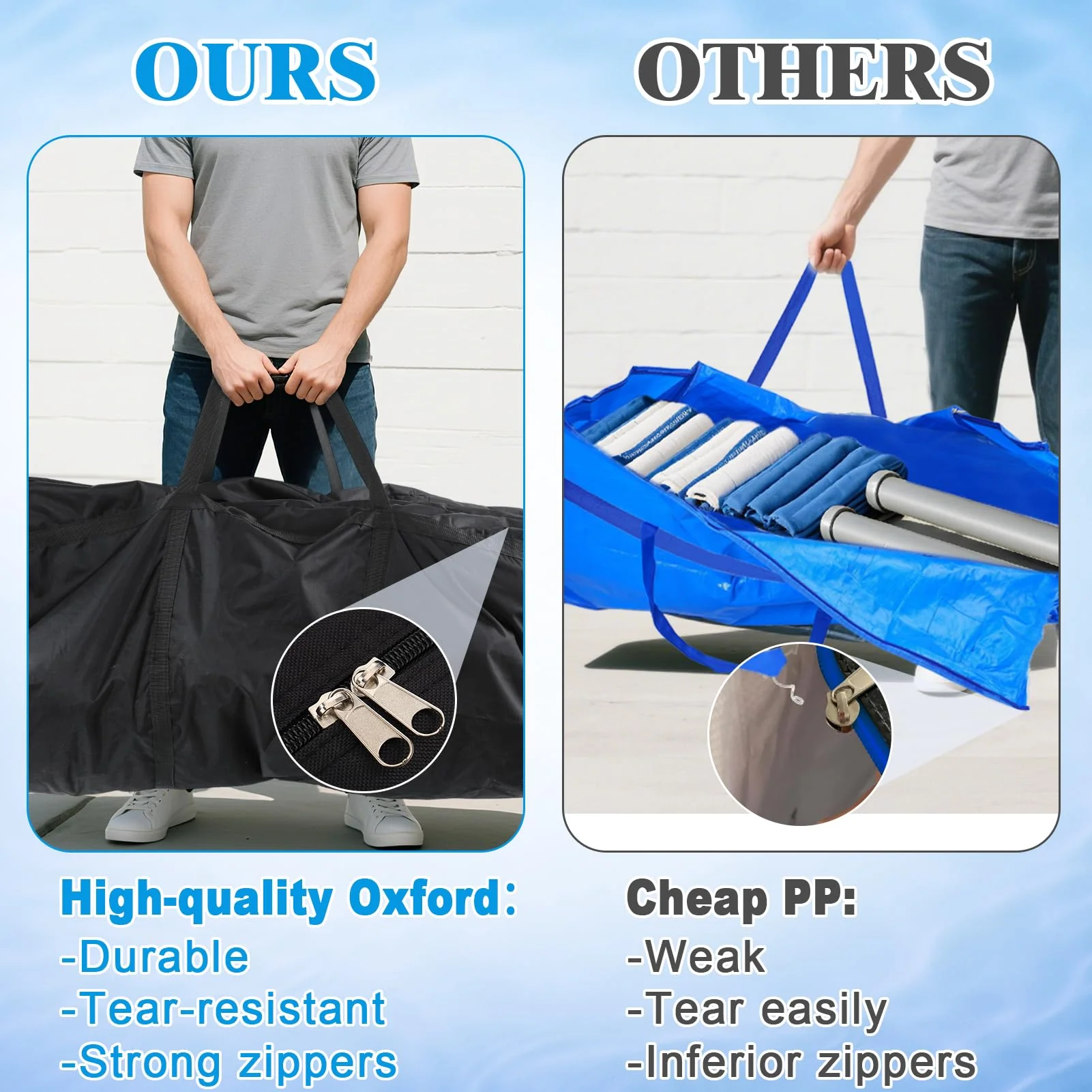 Aulock 140 Gallon Extra Large Storage Bags - Heavy-duty Pool Cover Storage with 4 Carrying Handles, Christmas Tree Bag, 56''x24''x24'' - Image 5