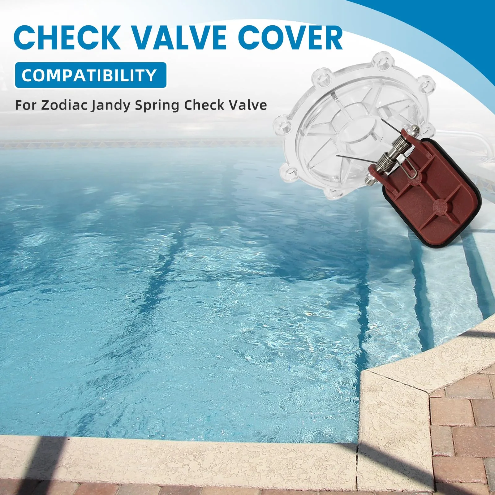 Aumzong 7056 2Pcs Check Valve Covers with Flapper Assembly Compatible with Zodiac Jandy Spring Check Valve Replacement# 7235,7305 - Image 7