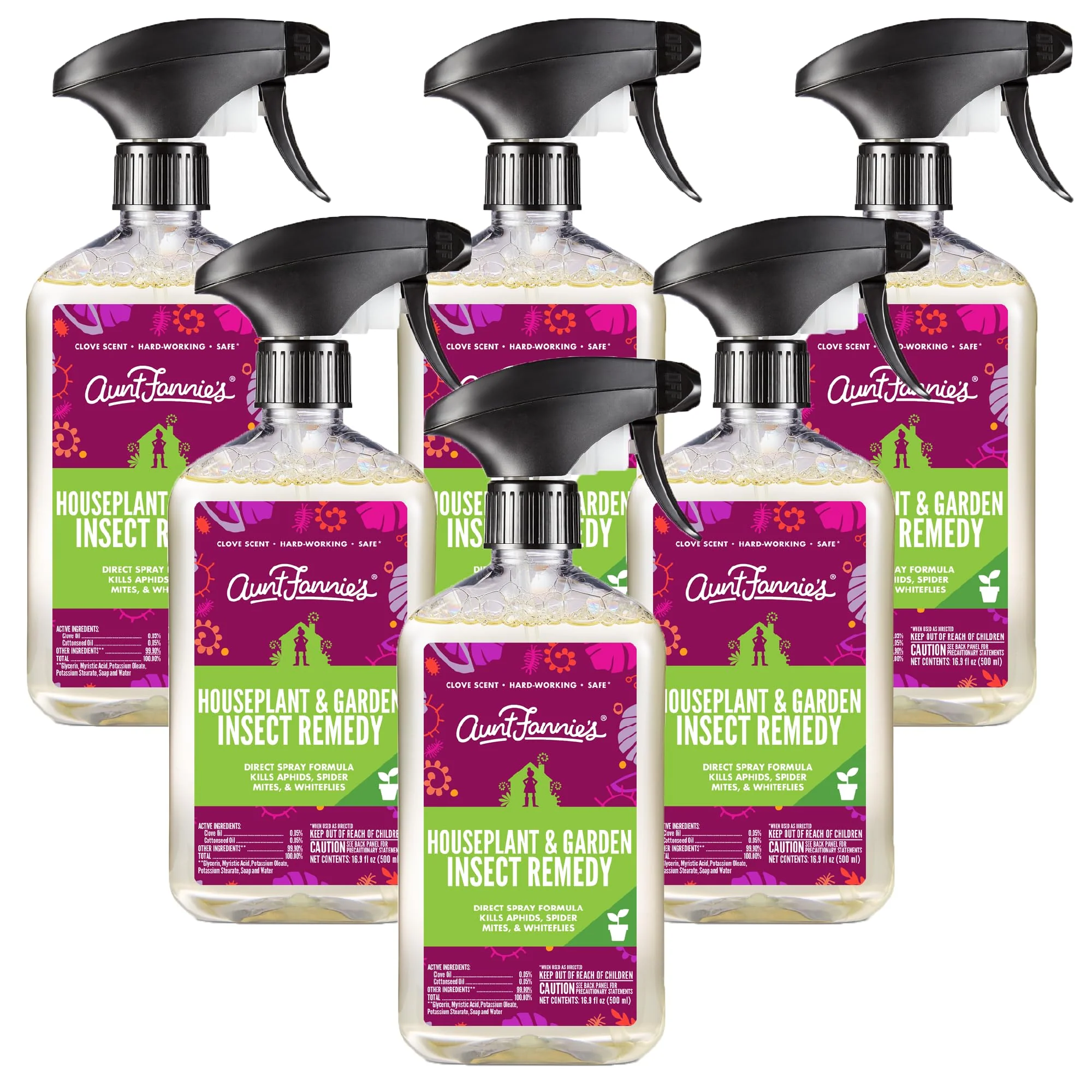 Aunt Fannie’s Houseplant & Garden Insect Remedy, Indoor and Outdoor Plant Insect Killer (6-Pack)