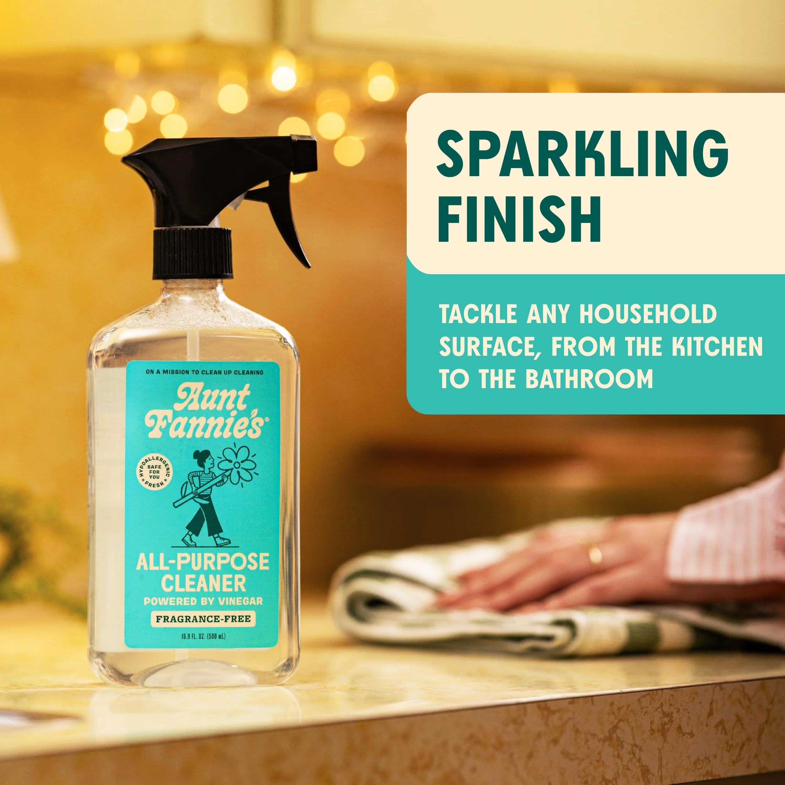 Aunt Fannie's All Purpose Household Cleaner, Multi-Surface Spray Cleaner, Powered by Vinegar for Kitchen, Bath, Windows and Countertops, Fragrance Free, Pack of 6 - Image 3