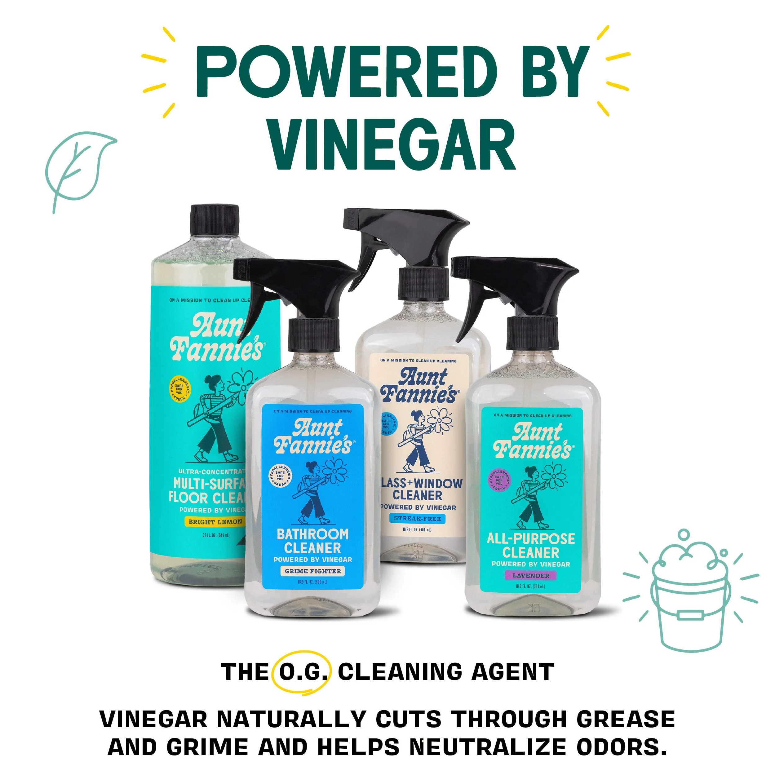 Aunt Fannie's All Purpose Household Cleaner, Multi-Surface Spray Cleaner, Powered by Vinegar for Kitchen, Bath, Windows and Countertops, Fragrance Free, Pack of 6 - Image 6