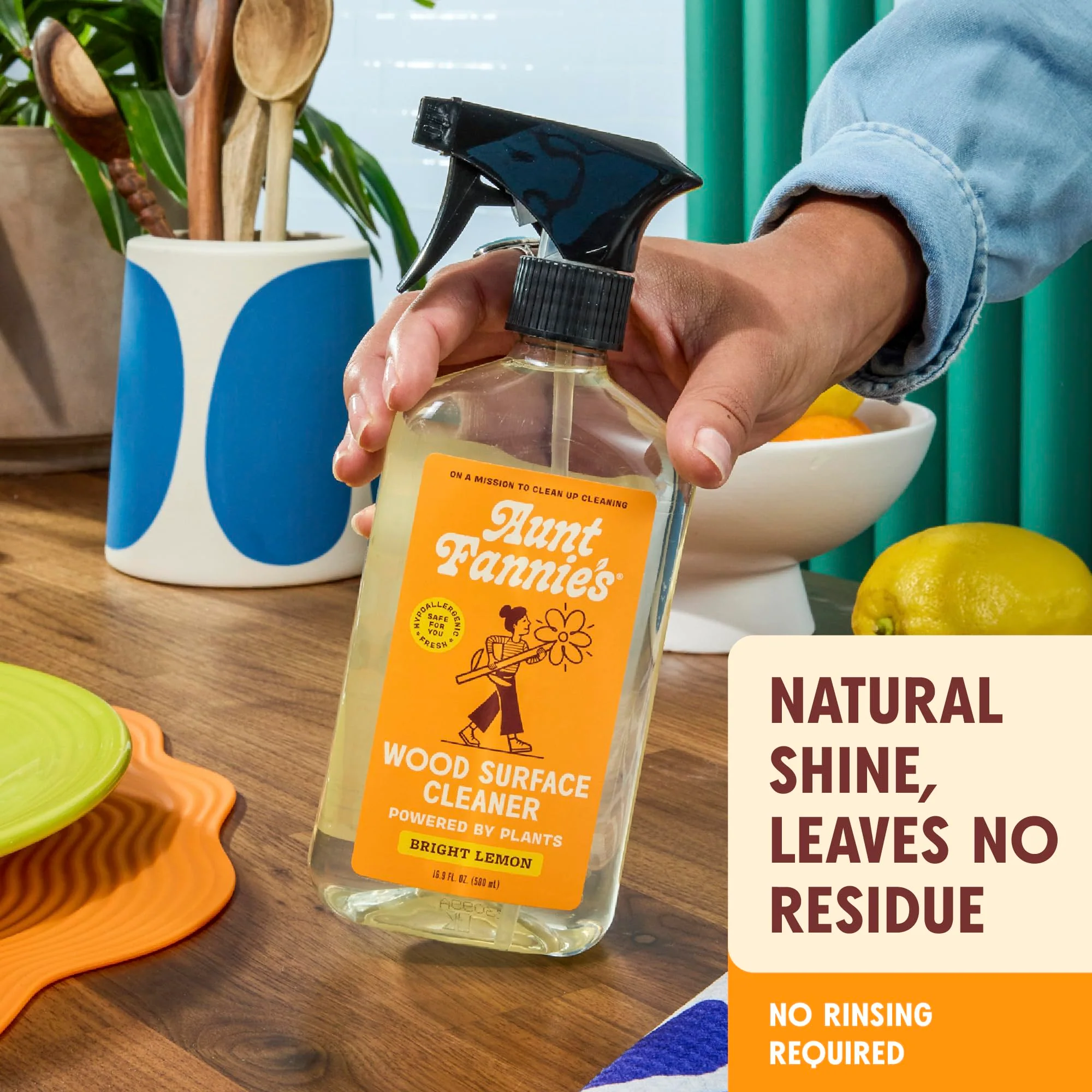 Aunt Fannie's All Purpose Wood Spray Cleaner, No-Wax Formula, Perfect for Wood Tables, Walls, Counters & Shelves, 16.9 Ounces, Lemon Scent (Pack of 3) - Image 7