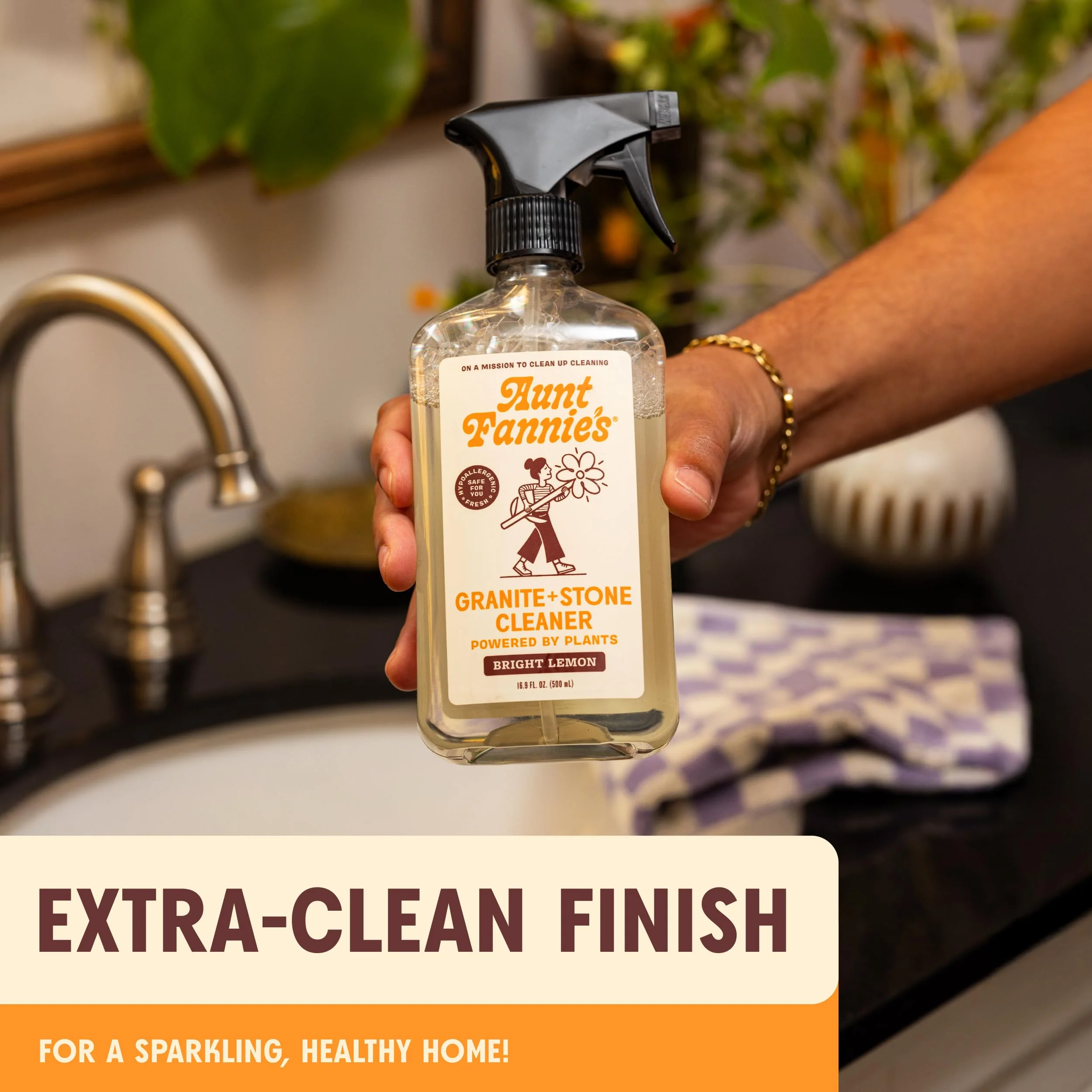 Aunt Fannie's Granite and Stone Cleaner, Plant Based Daily Countertop Spray for Marble, Soapstone, Quartz, Slate, Laminate, and other Sealed Stone, Bright Lemon Scent, Pack of 6 - Image 3