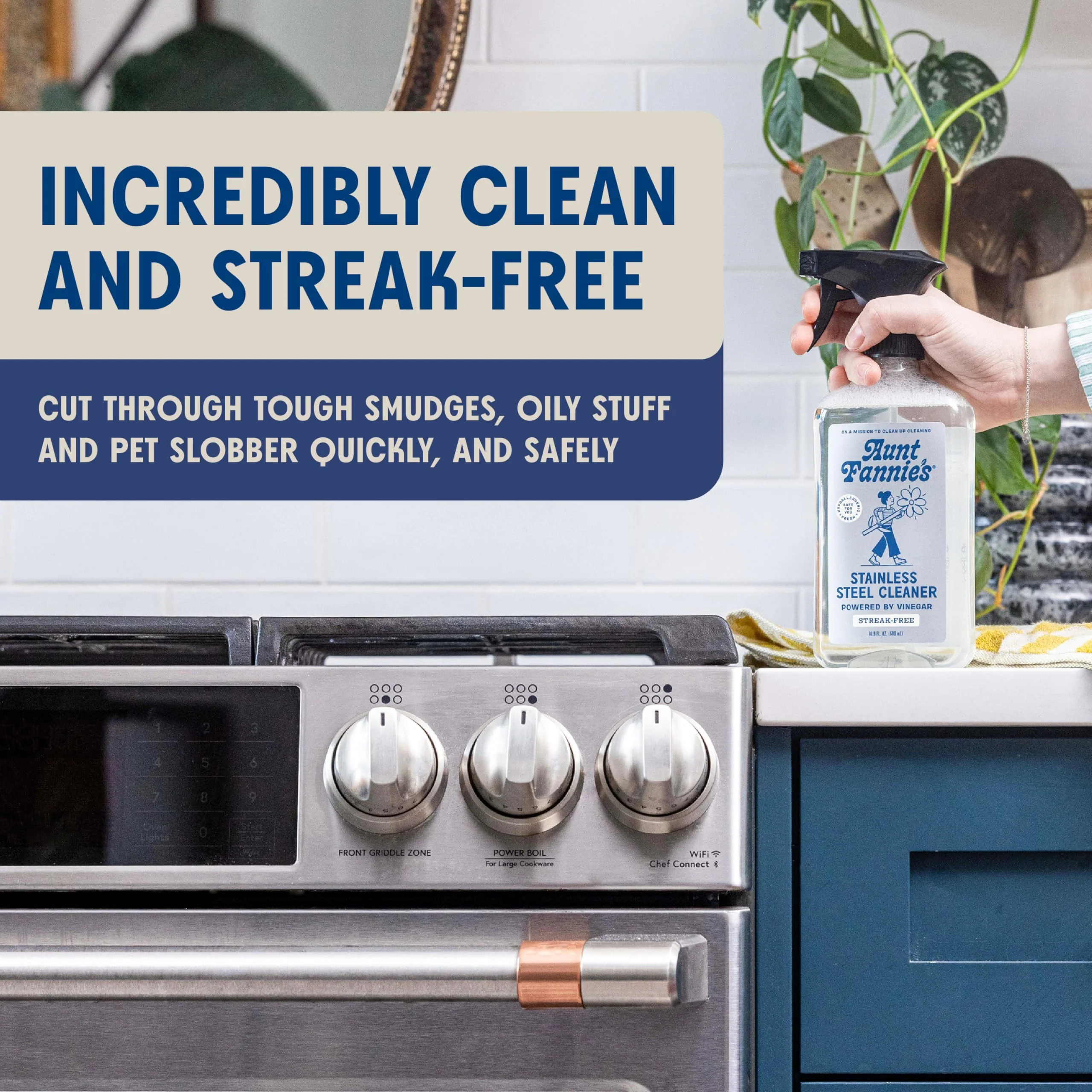 Aunt Fannie's Stainless Steel Spray Cleaner, Powered by Vinegar, Fingerprint and Residue Remover for Refrigerator, Dishwasher, Oven, Grill, Sink, Stovetop, and Other Appliances, Pack of 6 - Image 6