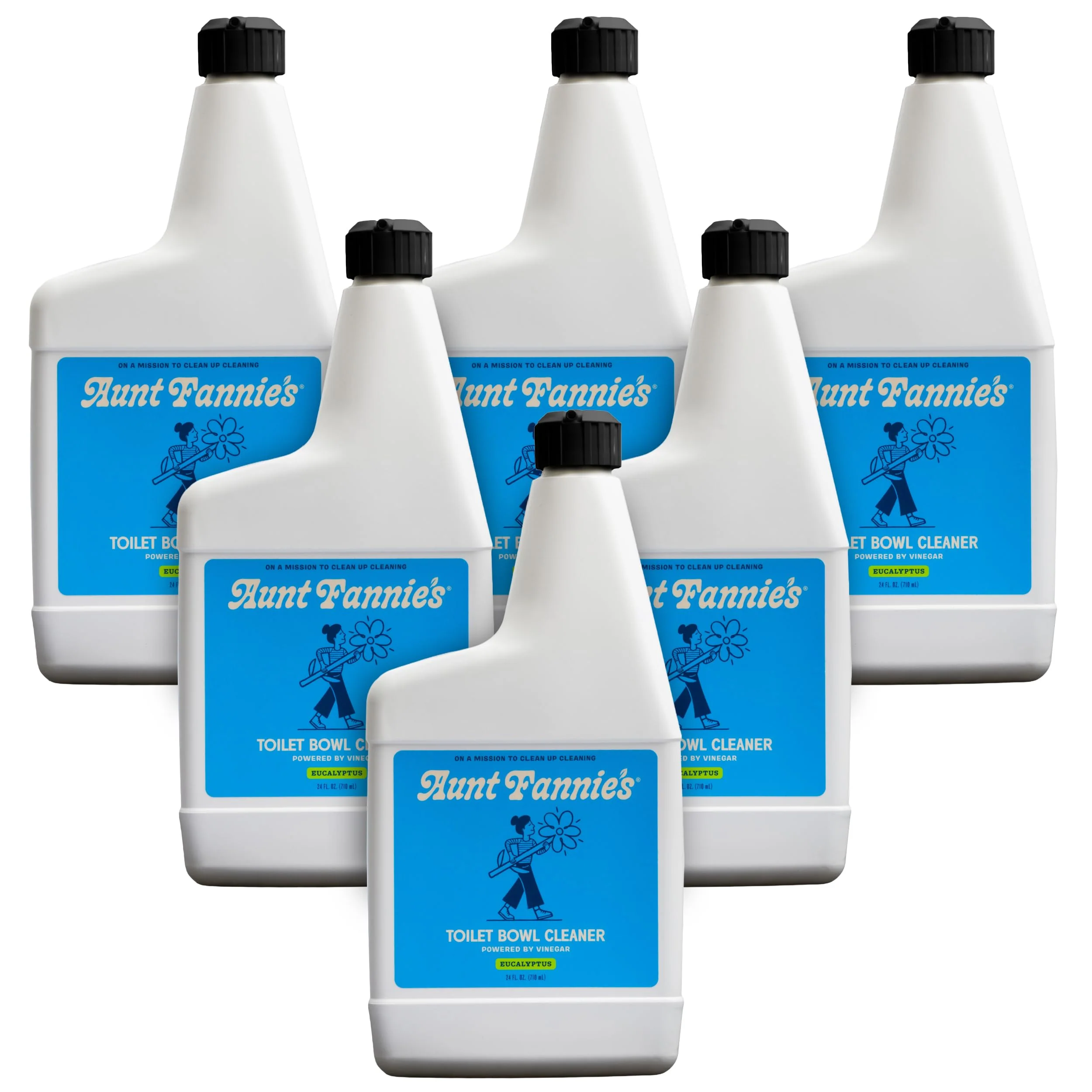 Aunt Fannie's Toilet Bowl Cleaner, Bleach-Free Cleaner Powered by Vinegar, Freshens and Removes Stains, Eucalyptus Scent, 24 fl oz, Pack of 6