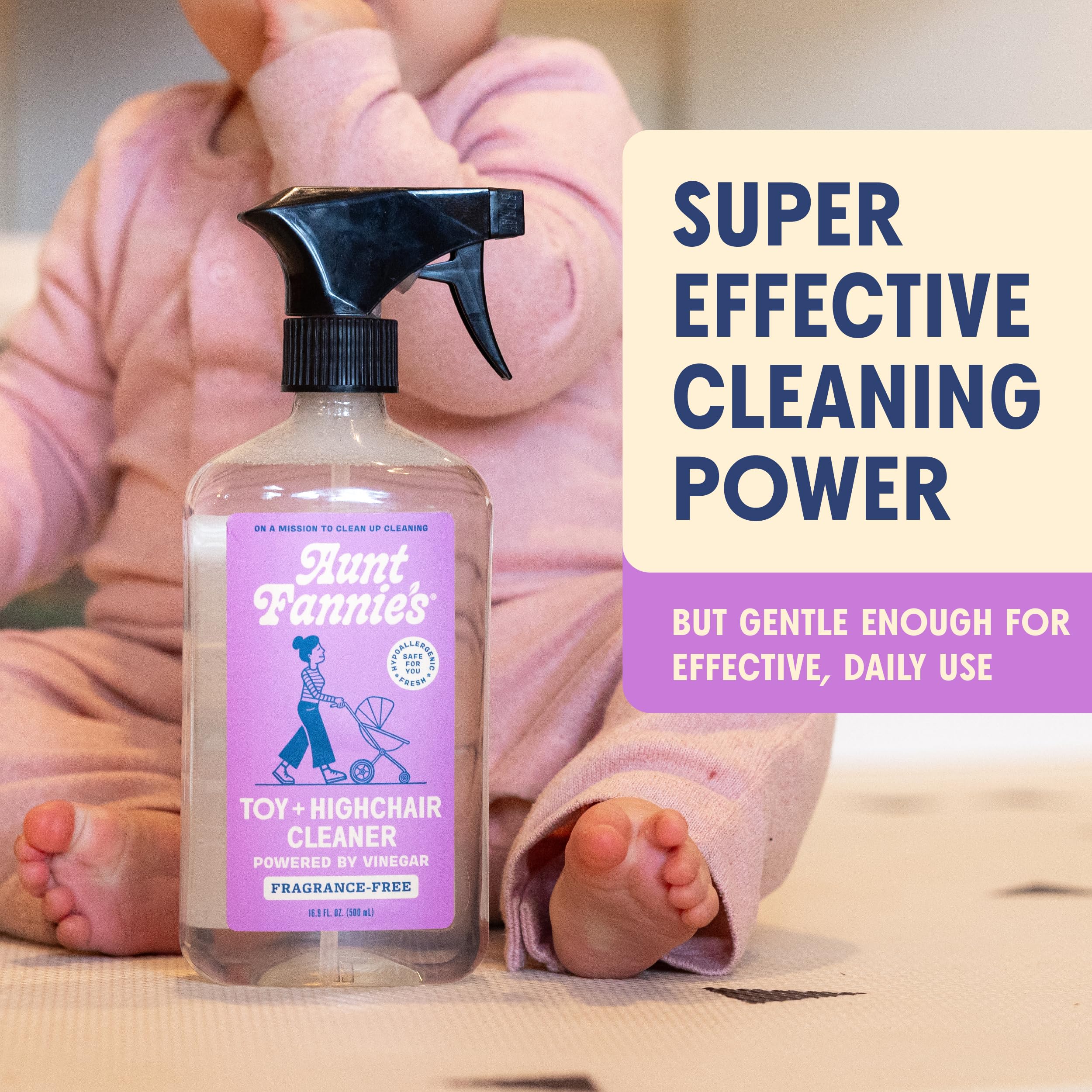 Aunt Fannie's Toy and Highchair Cleaner, Hypoallergenic, Multi-Purpose Spray Powered by Vinegar for Toys, High Chairs, Car Seats, Swings, Counters, and Other Hard Surfaces Fragrance Free, Pack of 6 - Image 7