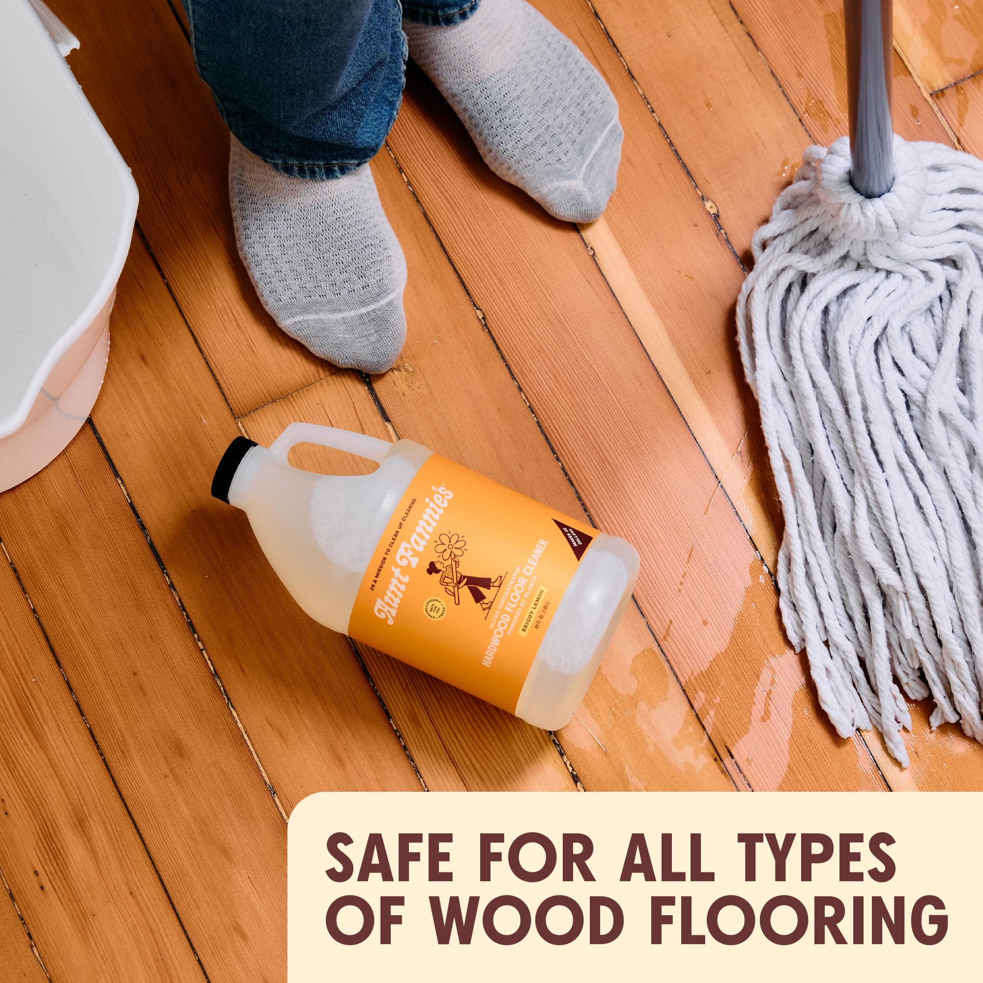 Aunt Fannie's Ultra Concentrated Hardwood Floor Cleaner, Vinegar-Free Plant Based Hardwood Floor Cleaner for Mopping, Bright Lemon Scent, 64 oz. (Pack of 1) - Image 4