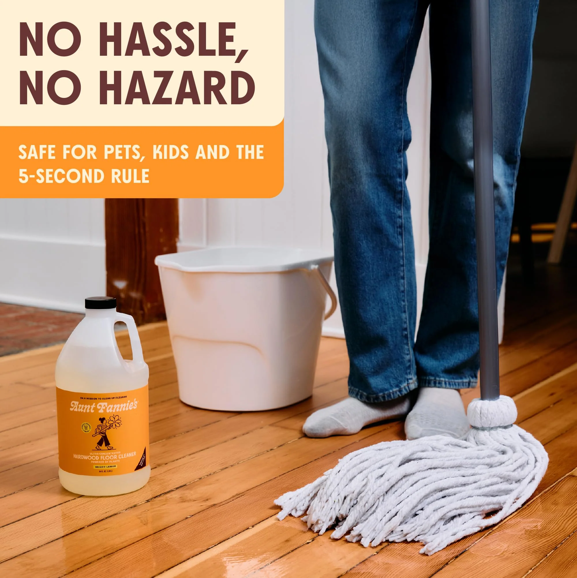 Aunt Fannie's Ultra Concentrated Hardwood Floor Cleaner, Vinegar-Free Plant Based Hardwood Floor Cleaner for Mopping, Bright Lemon Scent, 64 oz. (Pack of 1) - Image 6