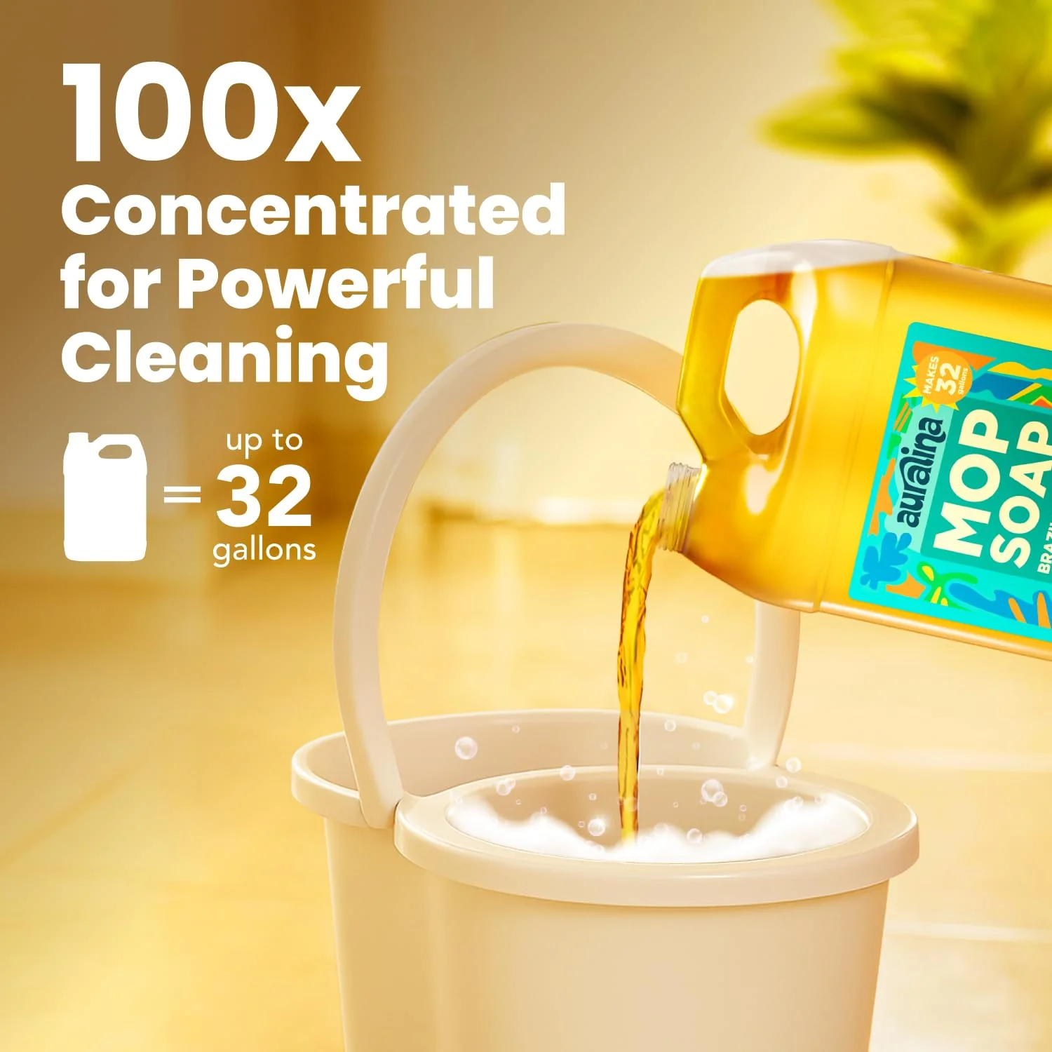 Auralina Luxury Mop Soap for Floor Cleaning - Highly Scented Brazilian Waves Concentrated Formula - Best Smelling Floor Cleaner for Mopping Tile, Wood & Laminate - R&W - No Residue, Pet Safe (32oz) - Image 5
