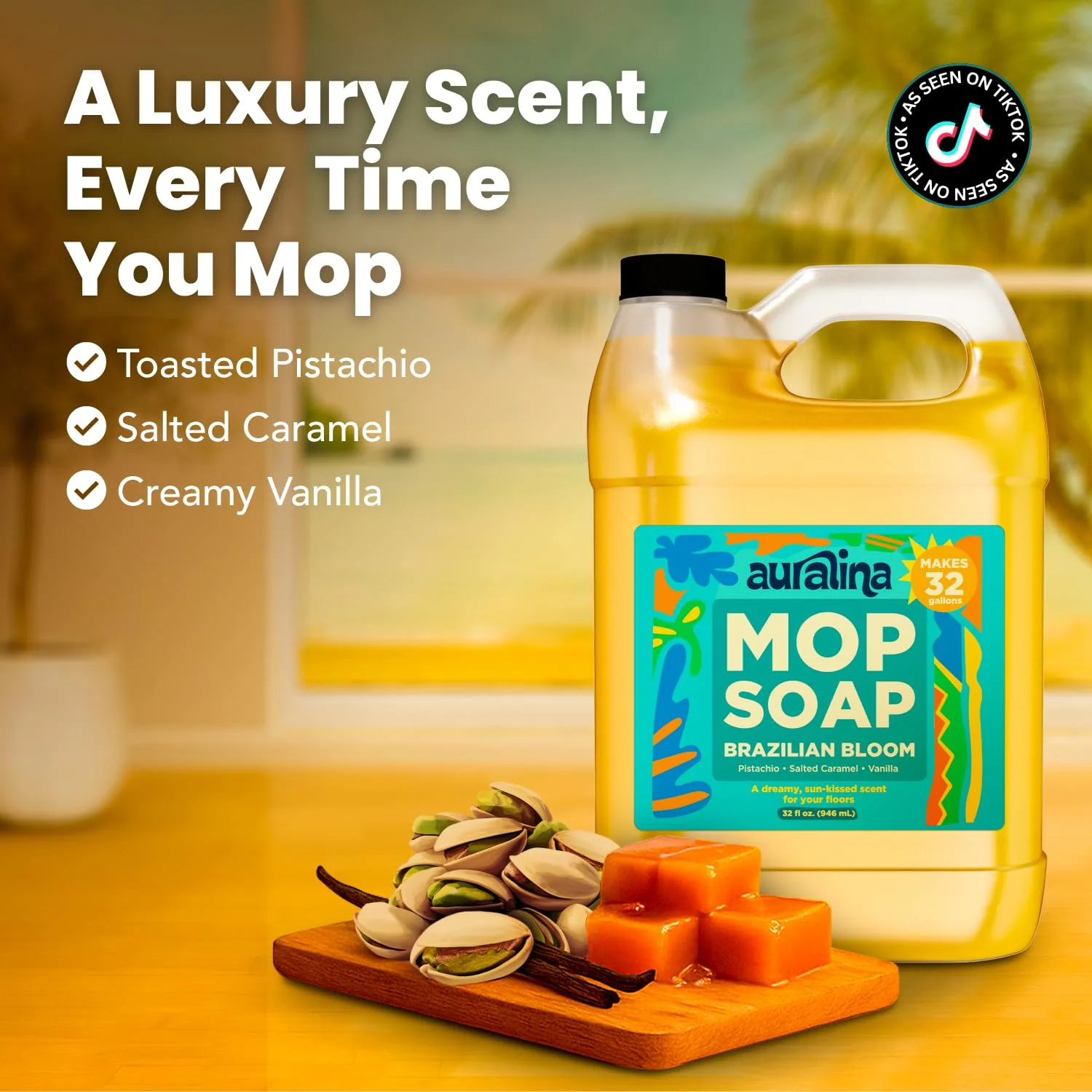Auralina Luxury Mop Soap for Floor Cleaning - Highly Scented Brazilian Waves Concentrated Formula - Best Smelling Floor Cleaner for Mopping Tile, Wood & Laminate - R&W - No Residue, Pet Safe (32oz) - Image 7