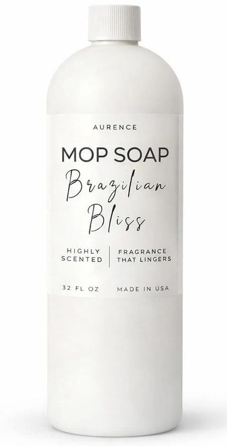 Aurence Mop Soap Highly Scented Luxury Floor Cleaner Concentrate - Brazilian Bliss Long Lasting Fragrance, No Rinse Formula for Hardwood, Tile, Laminate & Stone, 32 oz, Made in USA