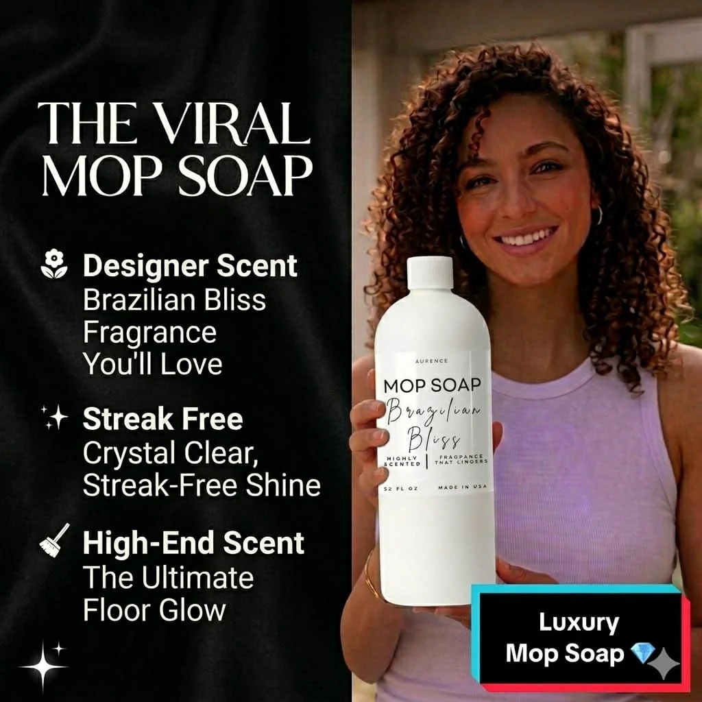 Aurence Mop Soap Highly Scented Luxury Floor Cleaner Concentrate - Brazilian Bliss Long Lasting Fragrance, No Rinse Formula for Hardwood, Tile, Laminate & Stone, 32 oz, Made in USA - Image 6