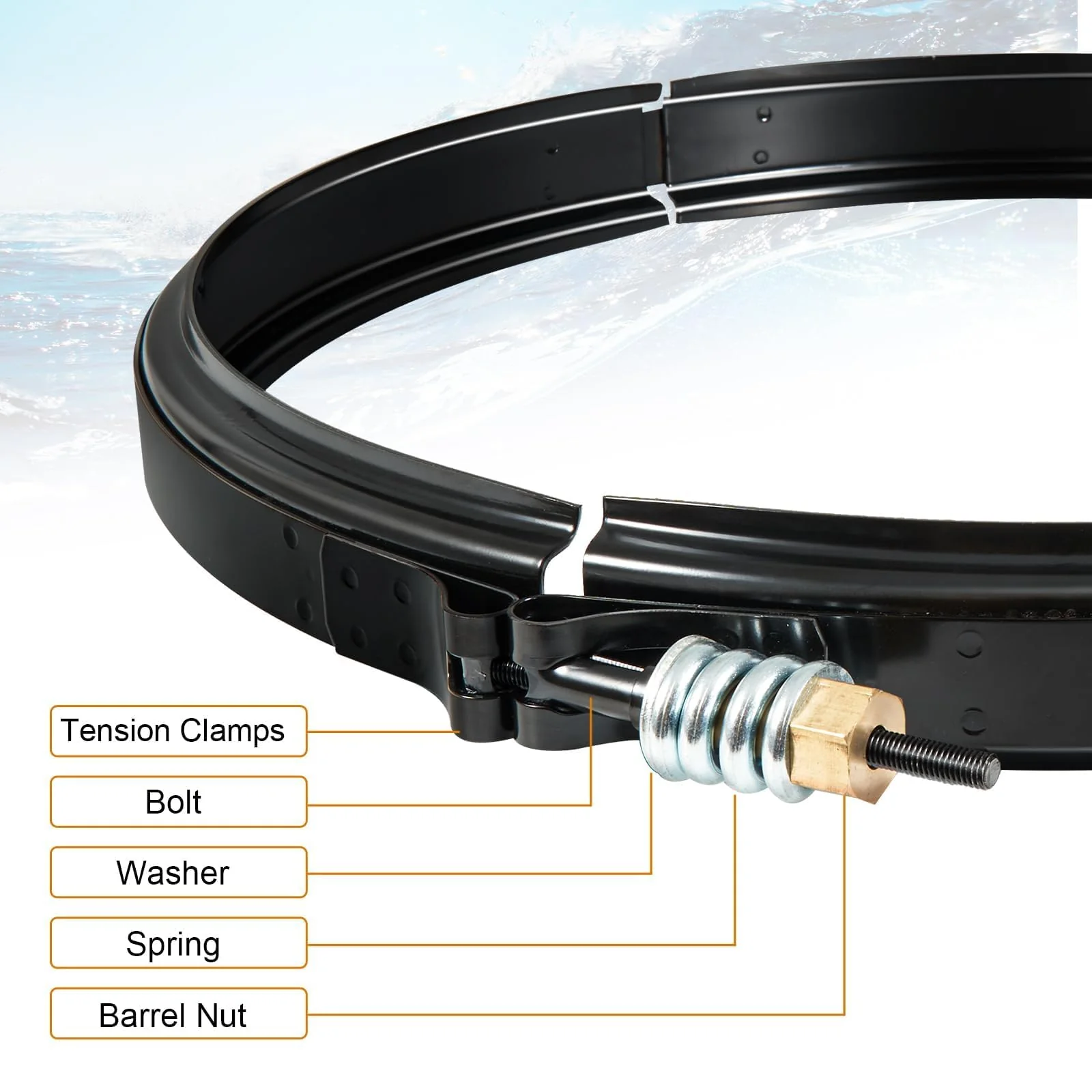 AUTOBABA 190003 Tension Control Clamp Kit Pool and Spa Filter FNS Plus Clean & Clear Plus & Quad DE Filters Steel Pool Filter 23-1/4" Length Black - Image 5