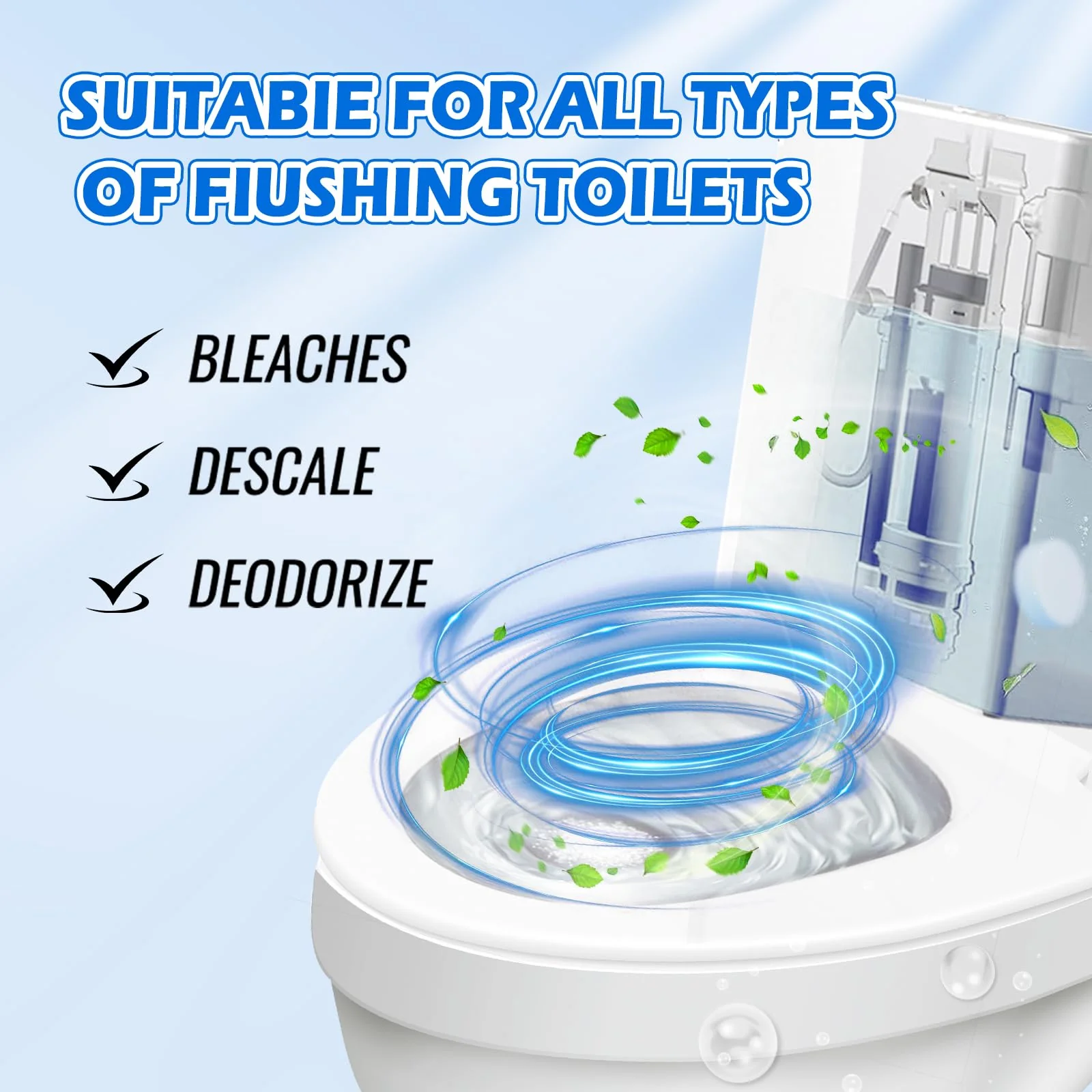 Automatic Toilet Bowl Cleaner Tablets–Fresh Scent,Long-Lasting Clean–Safe for Tanks&Pipes Deodorizing and Descaling –Bathroom Cleaner Against Tough Stains Keeps Bowl Clean Between Washes-50 PACK-1111 - Image 4