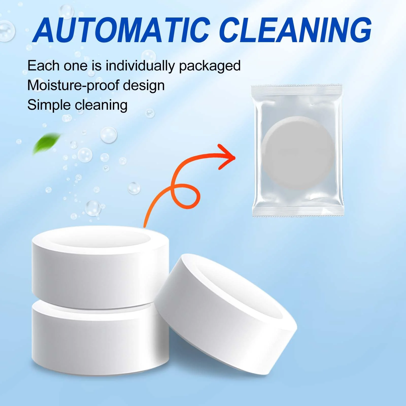 Automatic toilet cleaning tablets,50 packs-bleaching, descaling, deodorizing-water tank drop tablets, fresh smell, safe, for removing stains and scale, recommended for most toilets, cost performance - Image 3