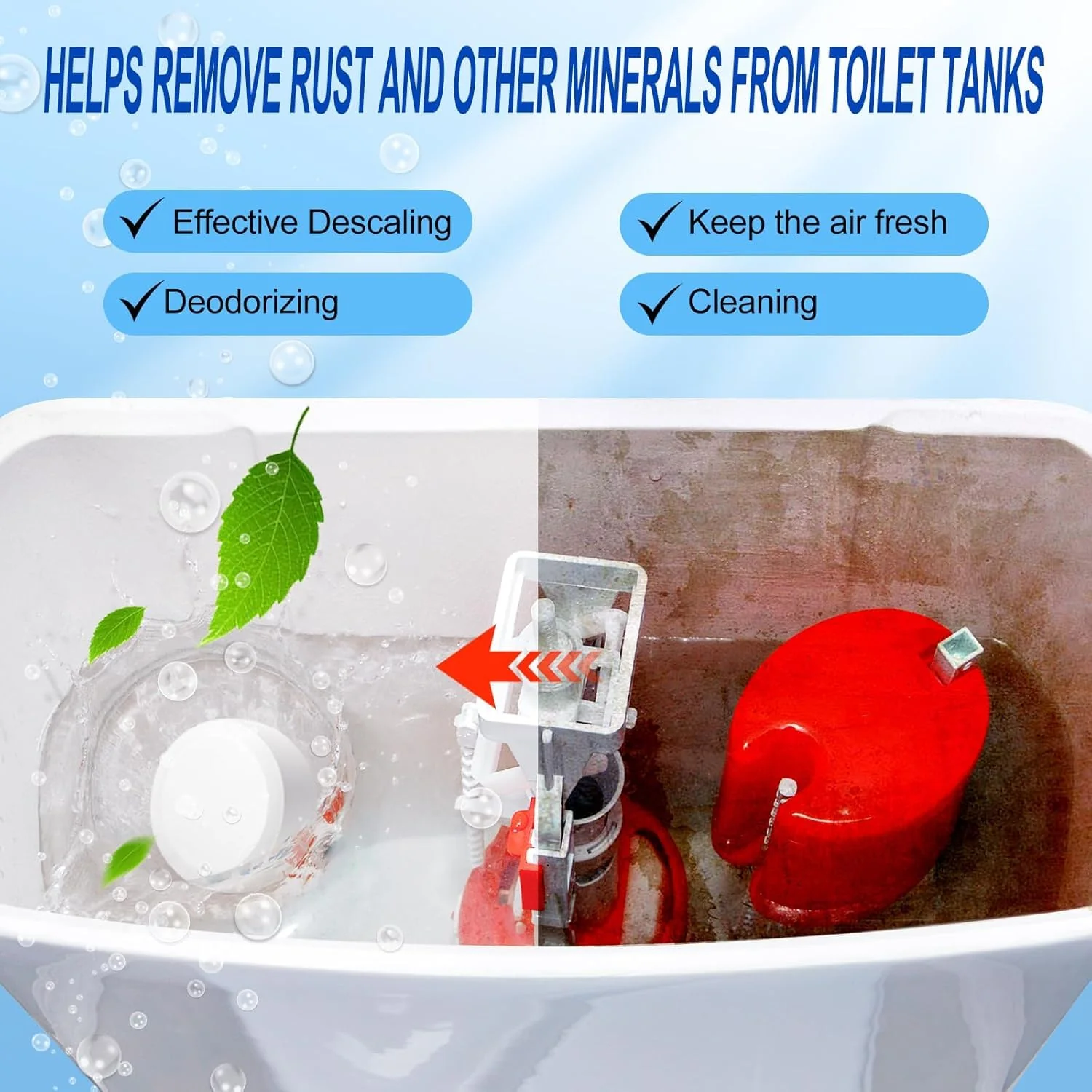 Automatic toilet cleaning tablets,50 packs-bleaching, descaling, deodorizing-water tank drop tablets, fresh smell, safe, for removing stains and scale, recommended for most toilets, cost performance - Image 5