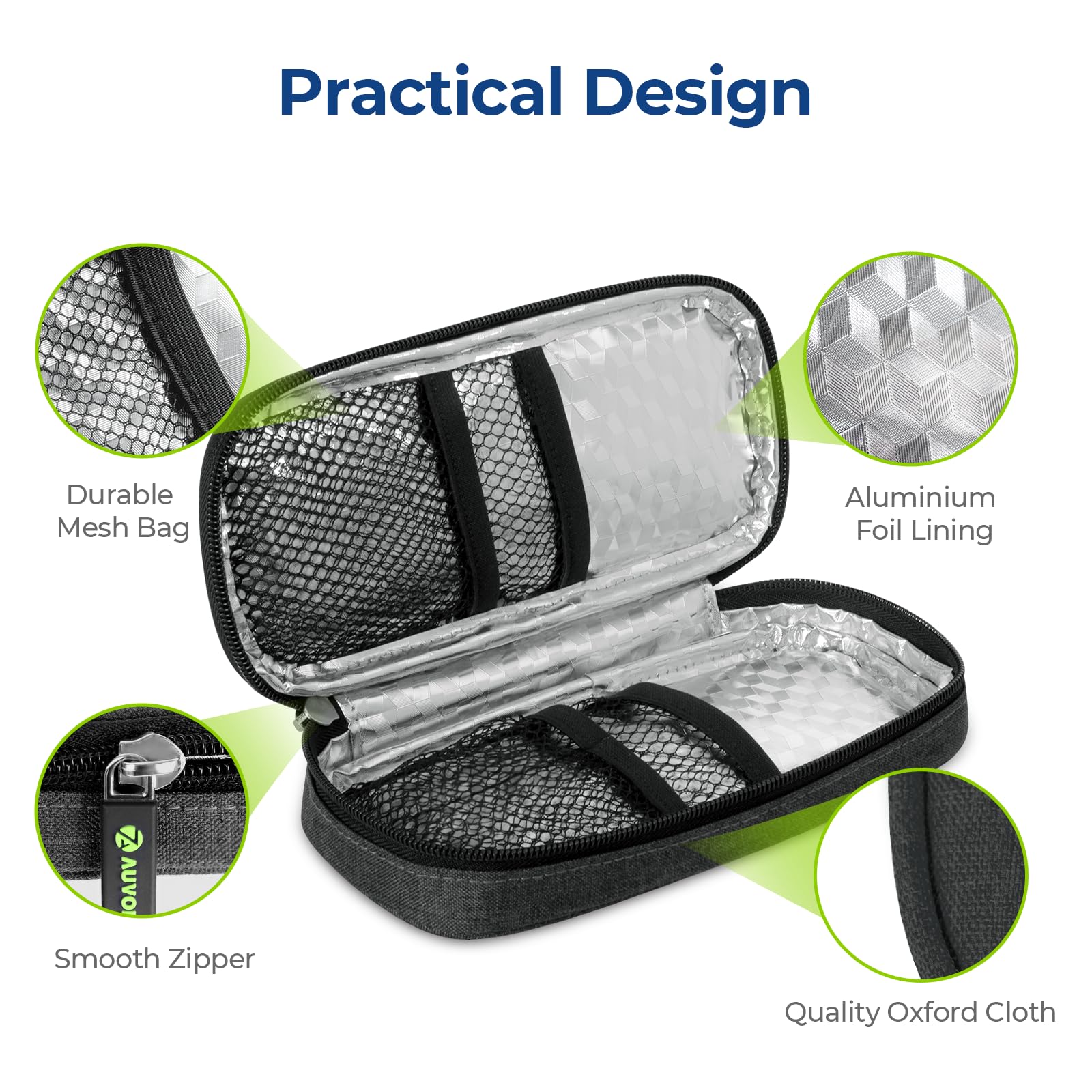 AUVON Insulin Cooler Travel Case with 2 x 90g TSA Approved Ice Packs, Diabetic Medication Insulated Cooling Bag for Insulin Pens and Diabetic Supplies Storage, Compact for Daily Life and Trips - Image 5