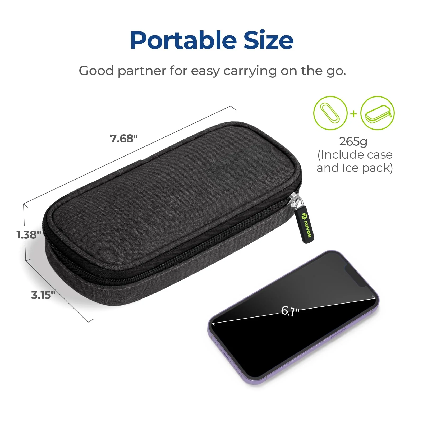 AUVON Insulin Cooler Travel Case with 2 x 90g TSA Approved Ice Packs, Diabetic Medication Insulated Cooling Bag for Insulin Pens and Diabetic Supplies Storage, Compact for Daily Life and Trips - Image 7