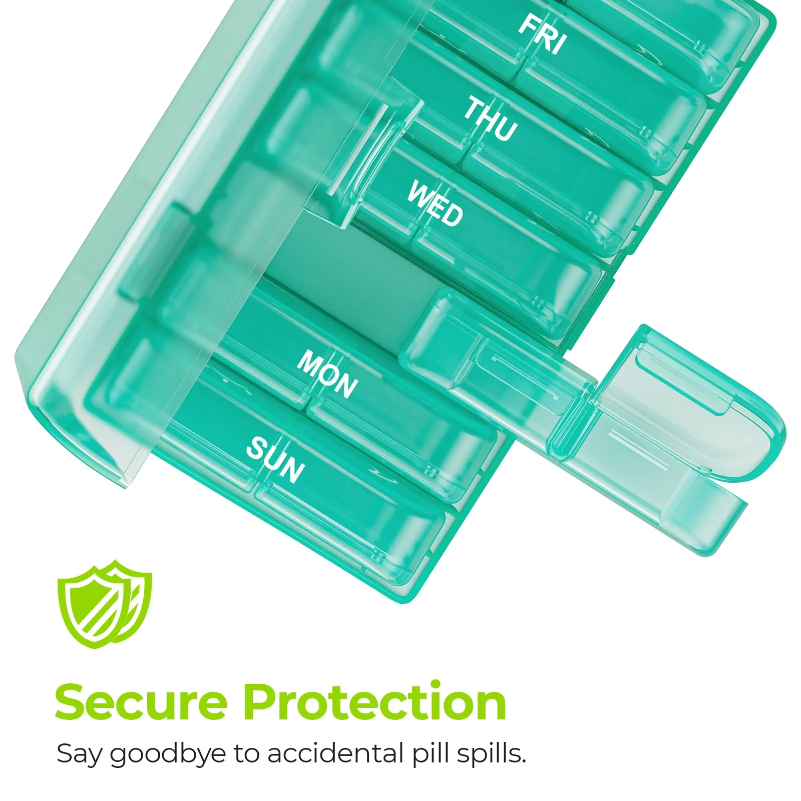 AUVON XL Weekly Pill Organizer 2 Times a Day, Pill Box 7 Day with One-Side Large Openings for Easy to Use, Cyan AM PM Pill Case for Medication, Vitamins, Fish Oils, Supplements - Image 5