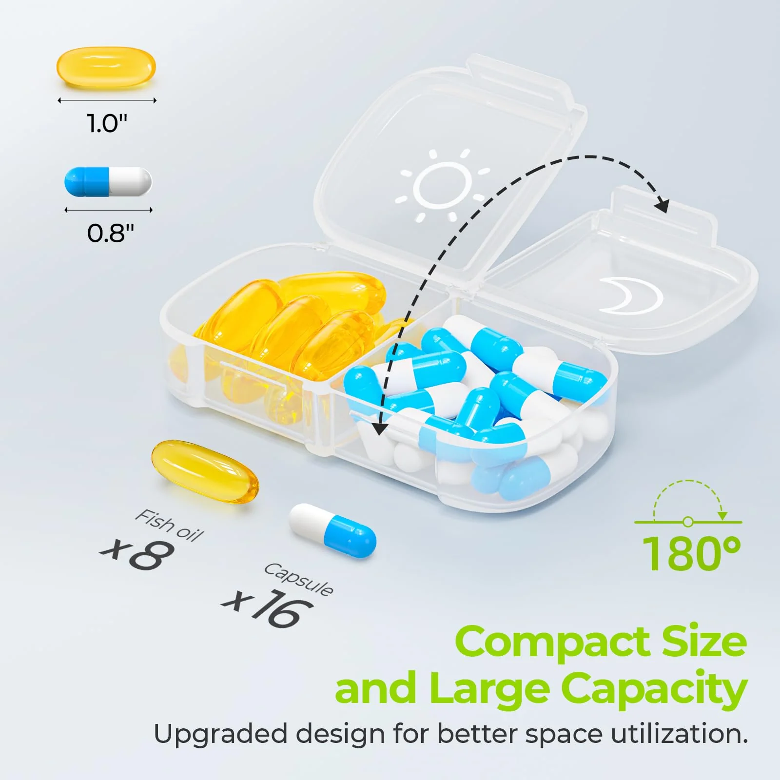 AUVON XL Weekly Pill Organizer 2 Times a Day, Pill Box 7 Day with One-Side Large Openings for Easy to Use, White AM PM Pill Case for Medication, Vitamins, Fish Oils, Supplements - Image 2