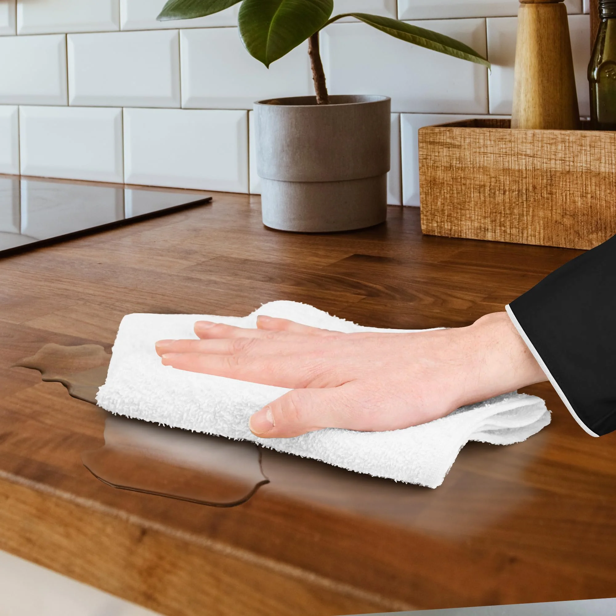 Avalon Towels Bar Towels (Pack of 36) Size 14x17 Inches – 100% Cotton, Absorbent and Reusable Cleaning Rags, Multipurpose Cleaning Towels, Terry Cloth Rags, Durable Shop Rags (White) - Image 4