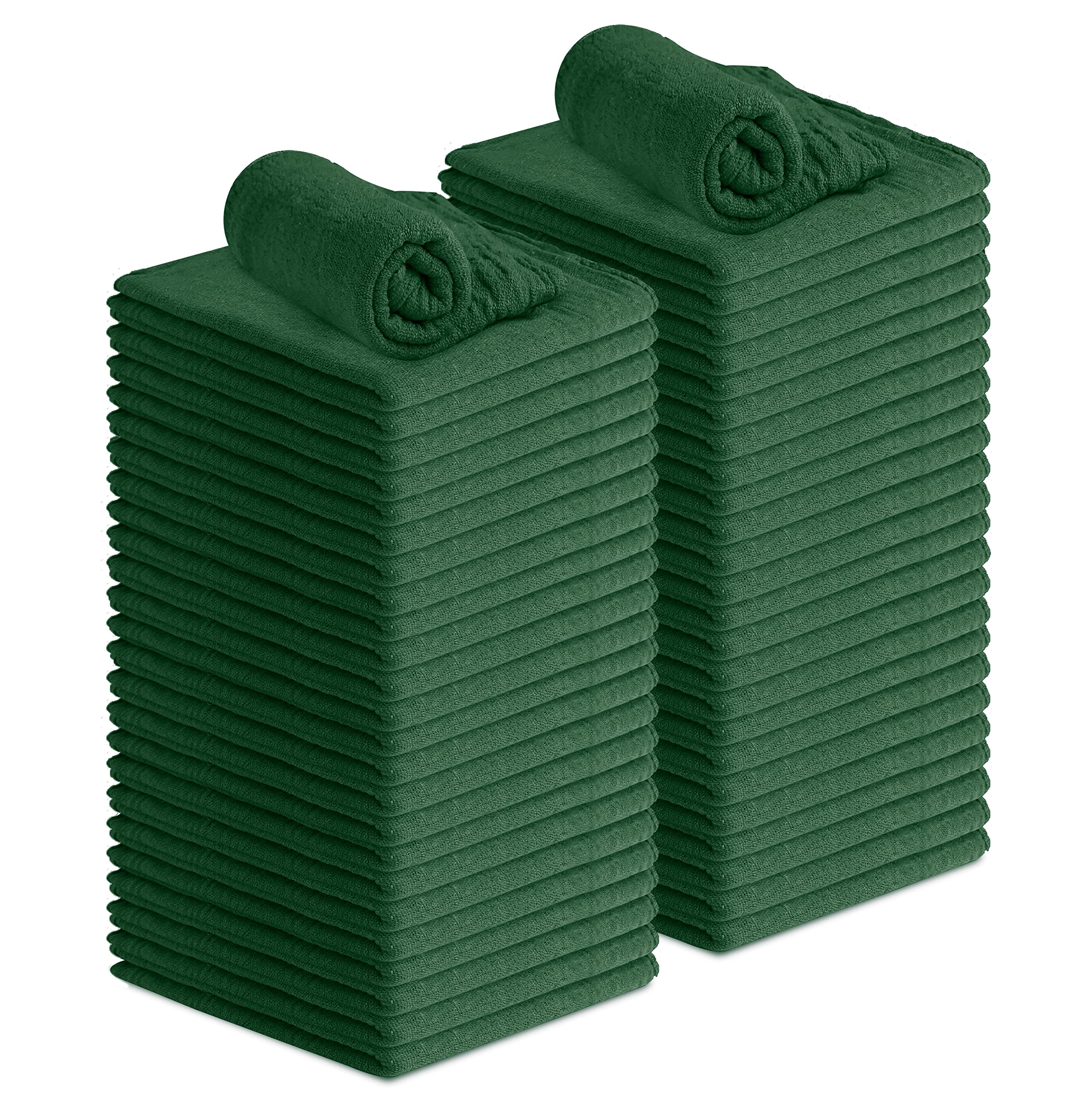 Avalon Towels Cotton Shop Rags – (Pack of 50) Size 12x14 Inches Cleaning Rags – Absorbent Shop Towels and Multipurpose Cleaning Towels for Automobiles, Industries, Garage and Homes (Green)