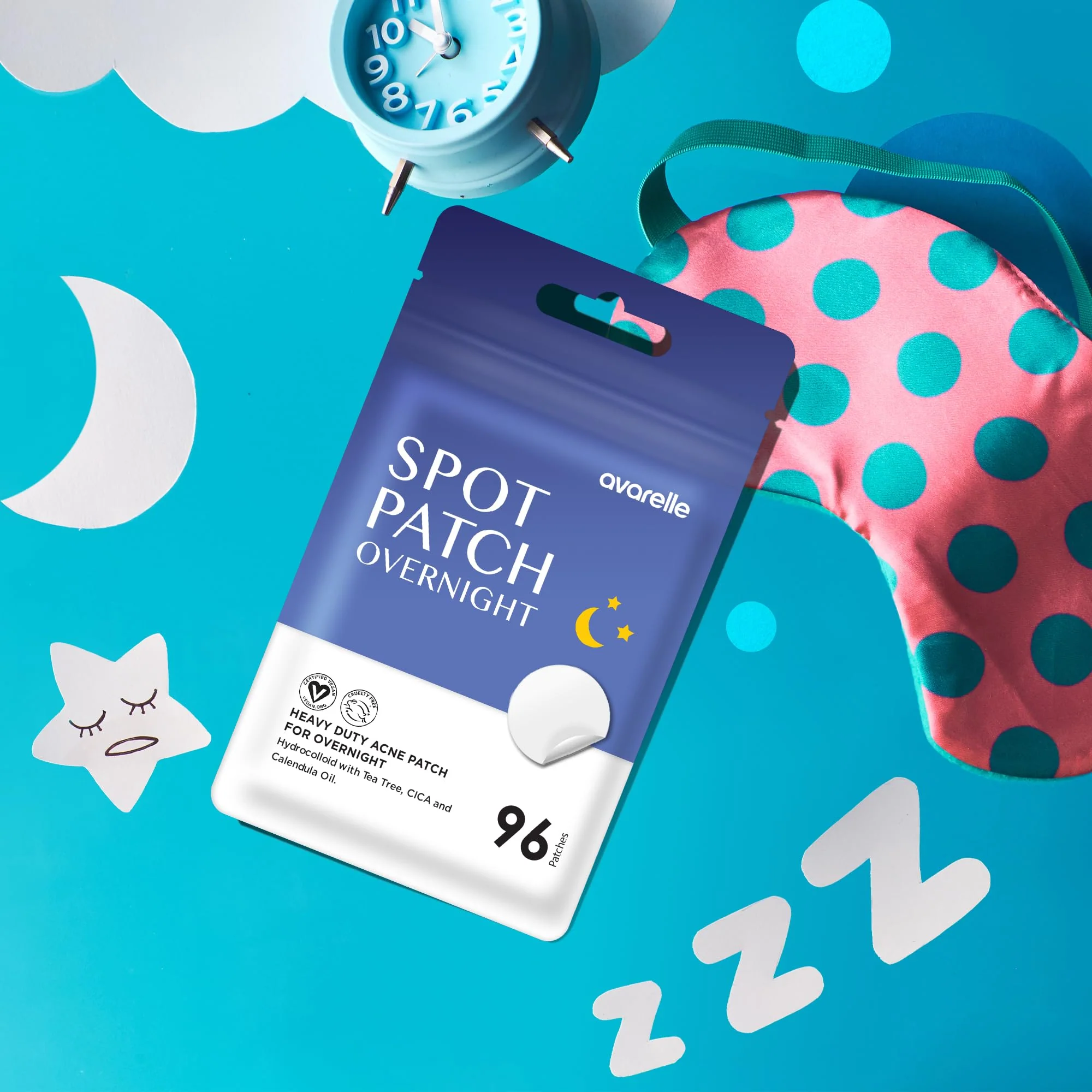 AVARELLE Spot Pimple Patches for Face | Good Night Acne Cover | Hydrocolloid with Tea Tree Oil | Acne Spot Treatment (12-14 mm, 96 ct) - Image 2