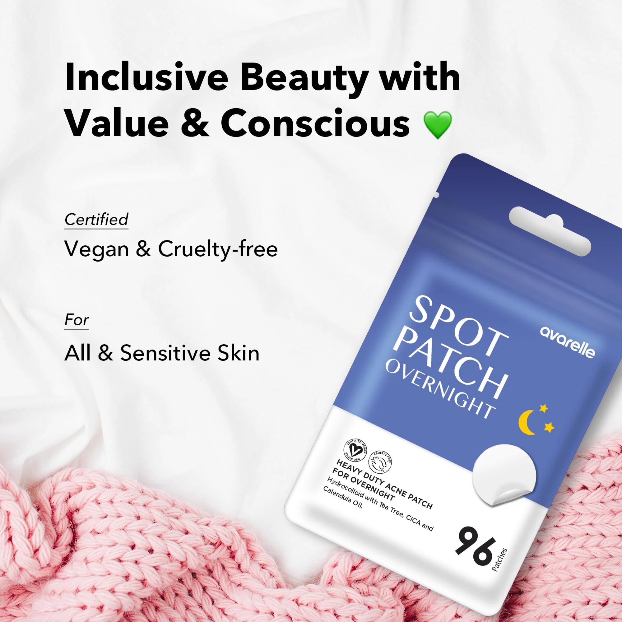 AVARELLE Spot Pimple Patches for Face | Good Night Acne Cover | Hydrocolloid with Tea Tree Oil | Acne Spot Treatment (12-14 mm, 96 ct) - Image 5