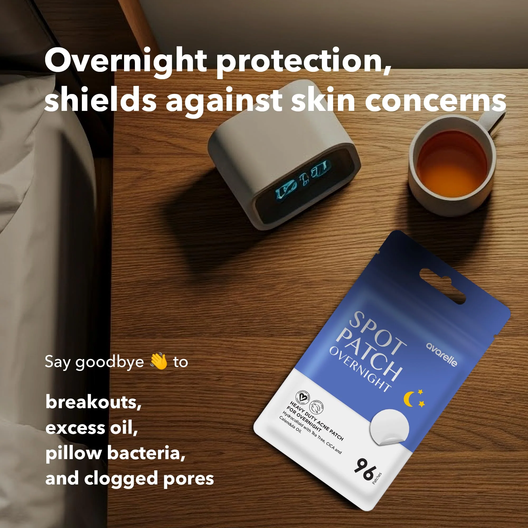 AVARELLE Spot Pimple Patches for Face | Good Night Acne Cover | Hydrocolloid with Tea Tree Oil | Acne Spot Treatment (12-14 mm, 96 ct) - Image 6