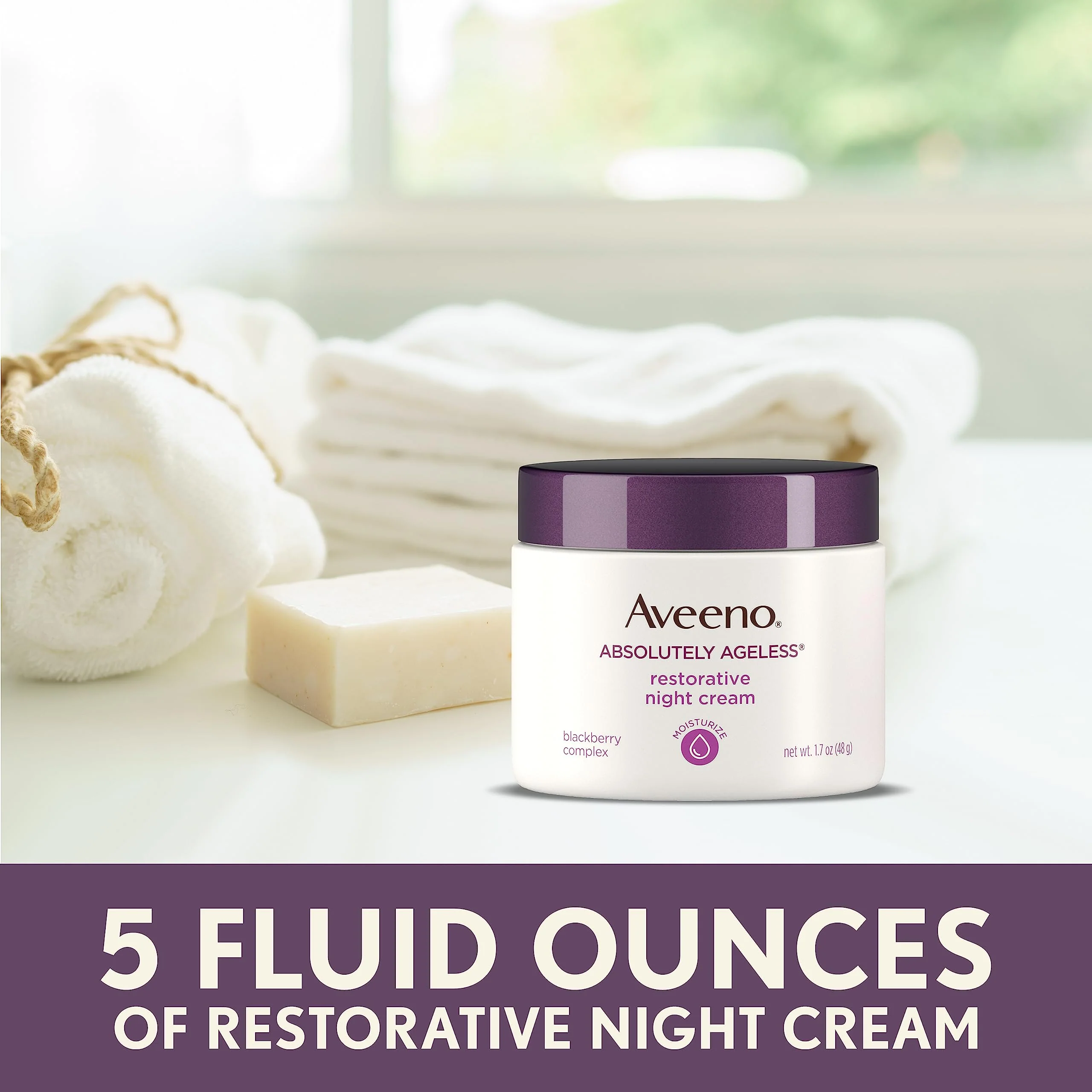 Aveeno Absolutely Ageless Restorative Night Cream Face & Neck Moisturizer with Antioxidant-Rich Blackberry Complex, Vitamin C & E, Hypoallergenic, Non-Greasy & Non-Comedogenic, 1.7 fl. oz - Image 2