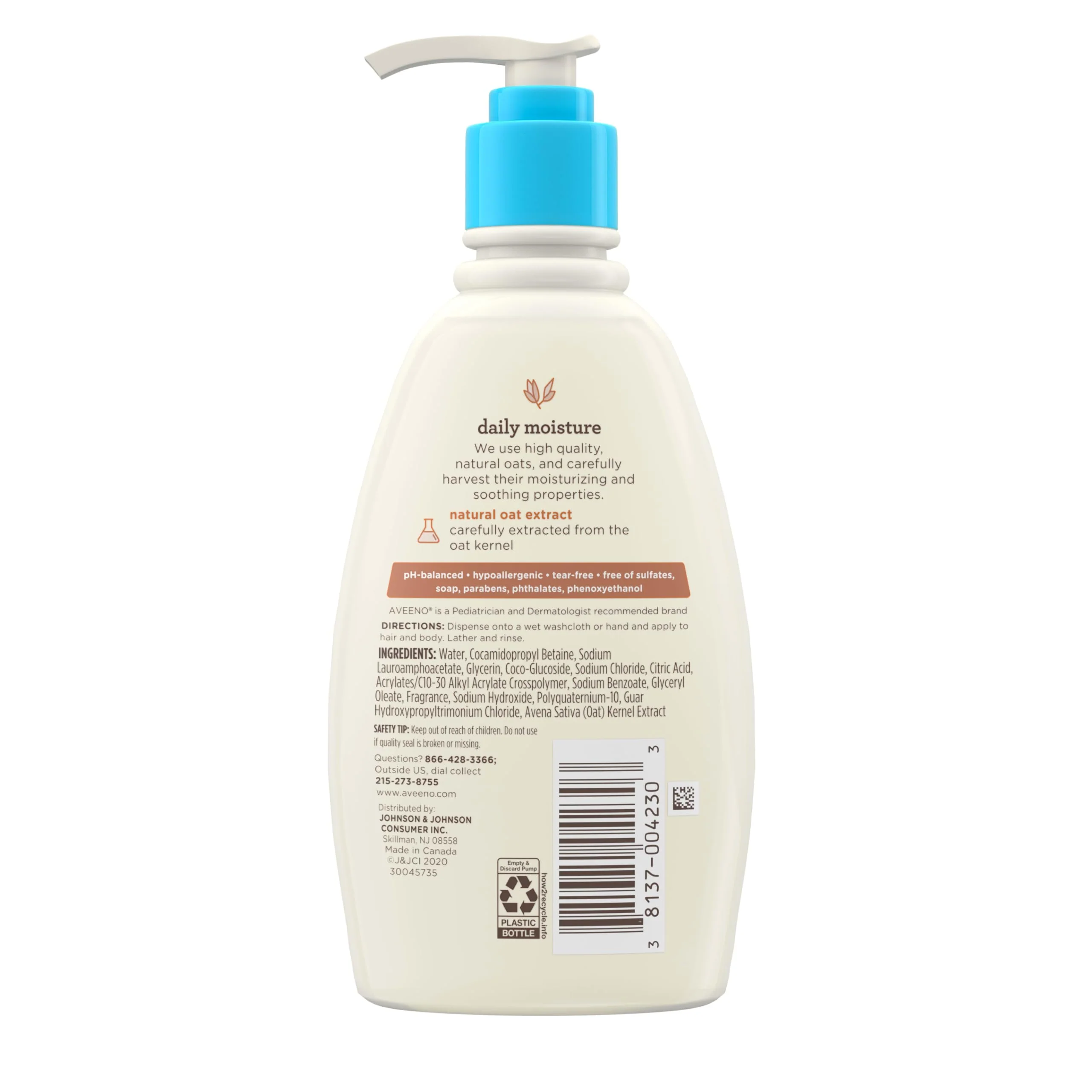 Aveeno Baby Daily Moisture Gentle Body Wash & Shampoo with Oat Extract, 2-in-1 Baby Bath Wash & Hair Shampoo, Tear- & Paraben-Free for Hair & Sensitive Skin, Lightly Scented, 12 fl. oz - Image 6