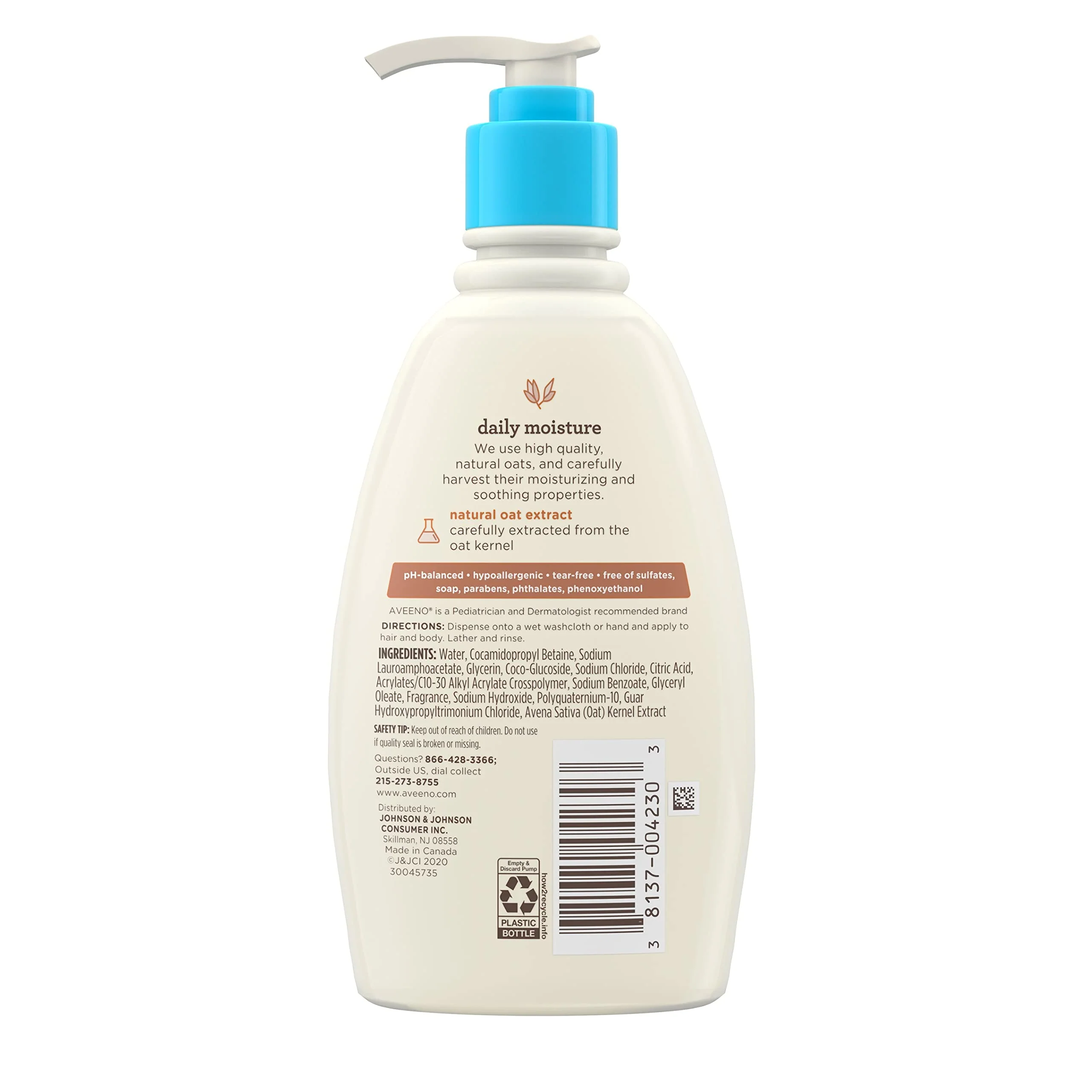Aveeno Baby Daily Moisture Gentle Body Wash & Shampoo with Oat Extract, 2-in-1 Baby Bath Wash & Hair Shampoo, Tear- & Paraben-Free for Hair & Sensitive Skin, Lightly Scented, 12 fl. oz - Image 7