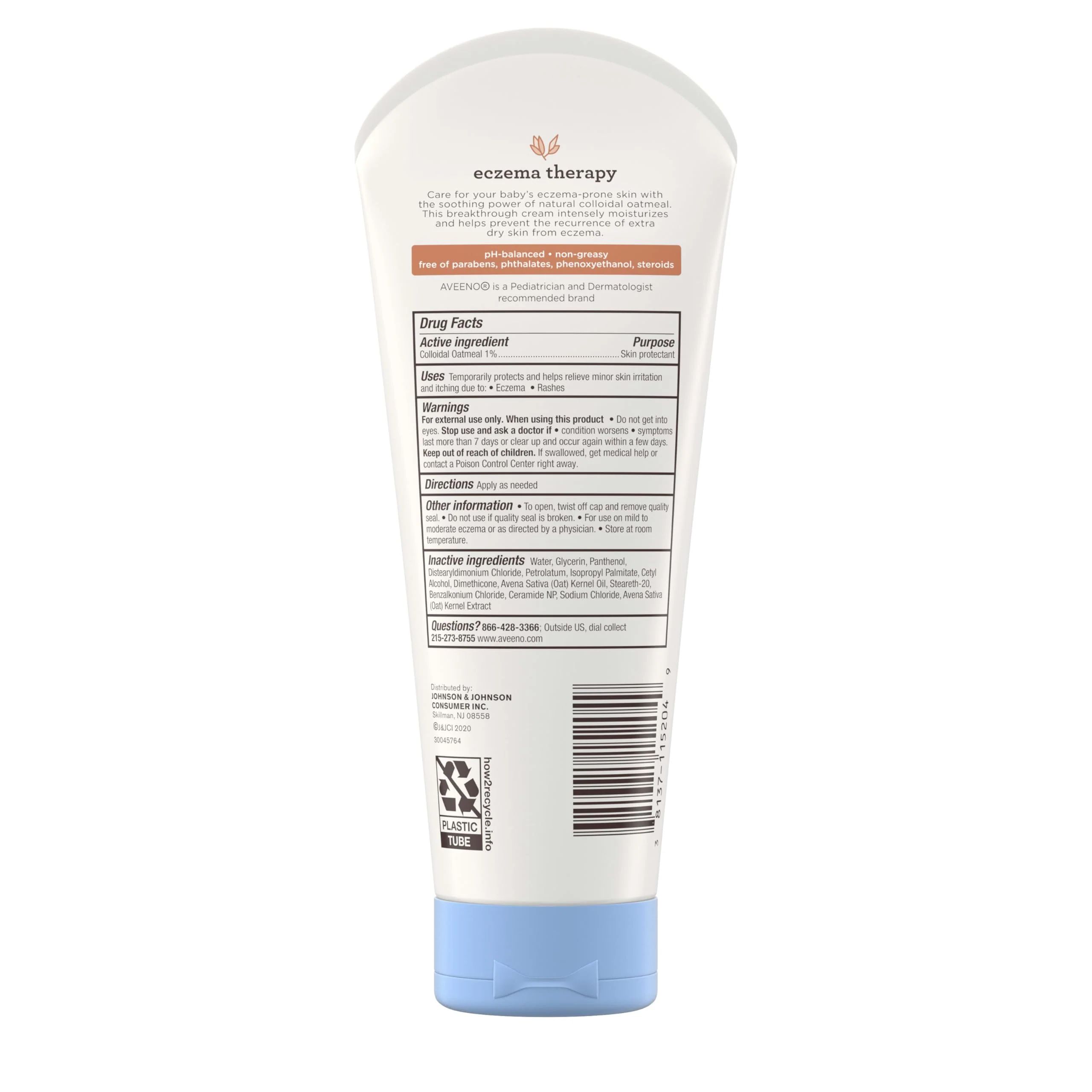 Aveeno Baby Eczema Therapy Moisturizing Cream, Natural Colloidal Oatmeal & Vitamin B5, Baby Eczema Cream for Dry, Itchy, Irritated Skin Due to Eczema, Paraben- & Steroid-Free, 7.3 oz - Image 5