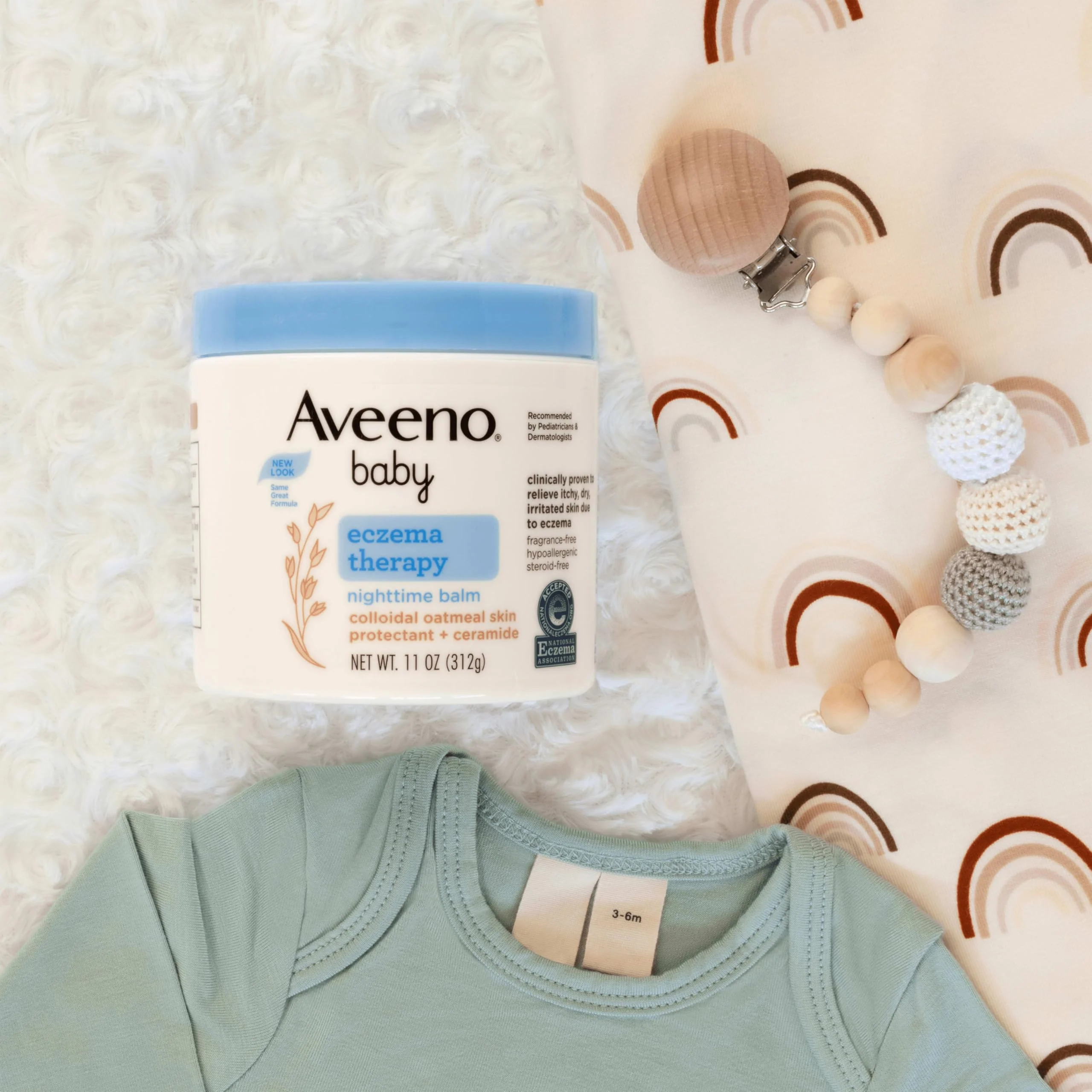 Aveeno Baby Eczema Therapy Nighttime Moisturizing Balm, Colloidal Oatmeal & Ceramide, Soothes & Relieves Dry, Itchy Skin from Eczema, Hypoallergenic, Fragrance-Free, Travel Size, 1 oz - Image 4