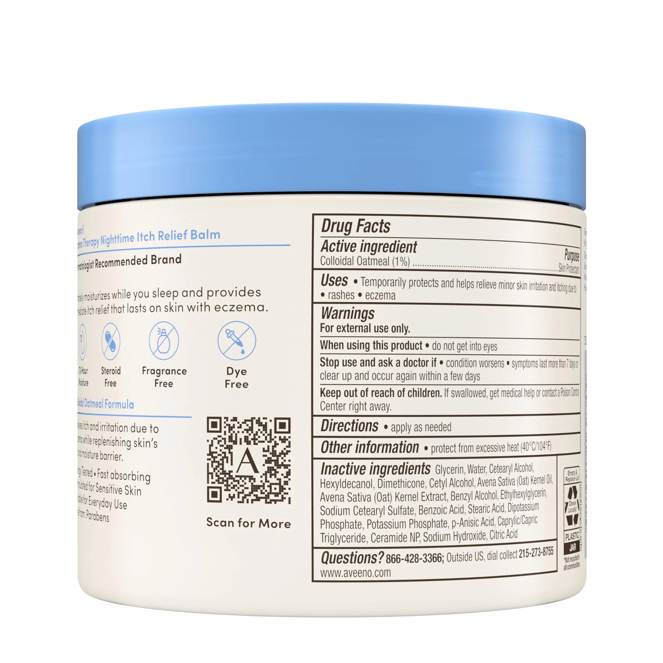 Aveeno Eczema Therapy Nighttime Itch Relief Balm, Colloidal Oatmeal Formula Instantly Soothes Itchy, Eczema-Prone Skin, Moisturizing Balm for Sensitive Skin, Steroid- & Fragrance-Free, 11 oz - Image 6